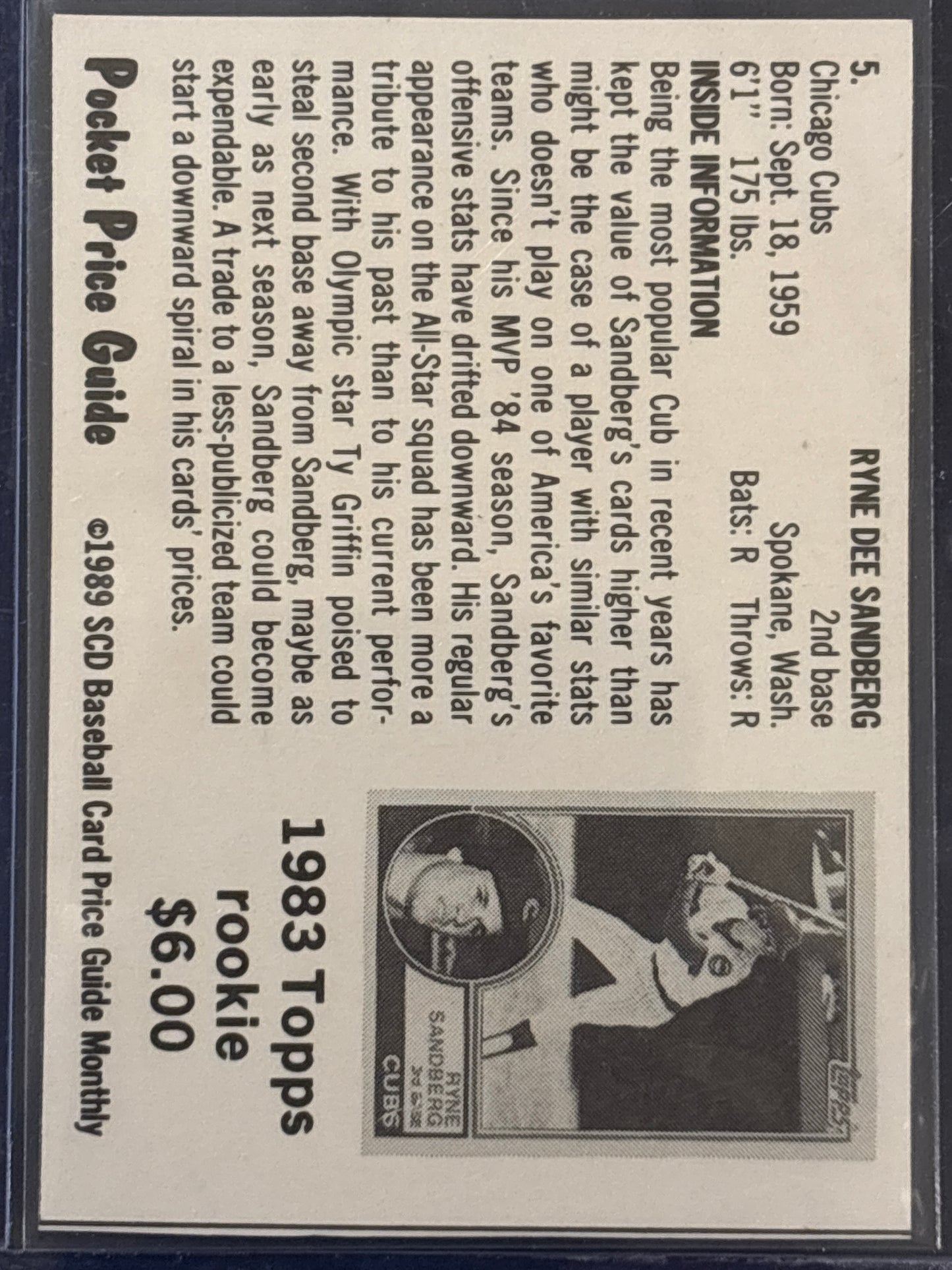 1983 Topps Ryne Sandberg #83