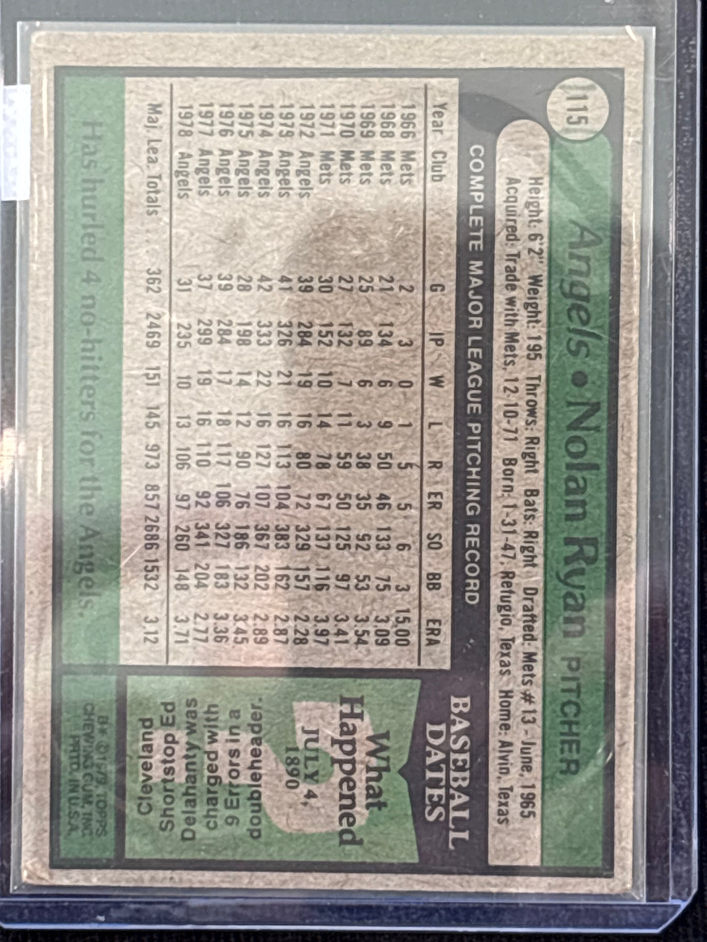 1977 Topps Nolan Ryan #115 HOF