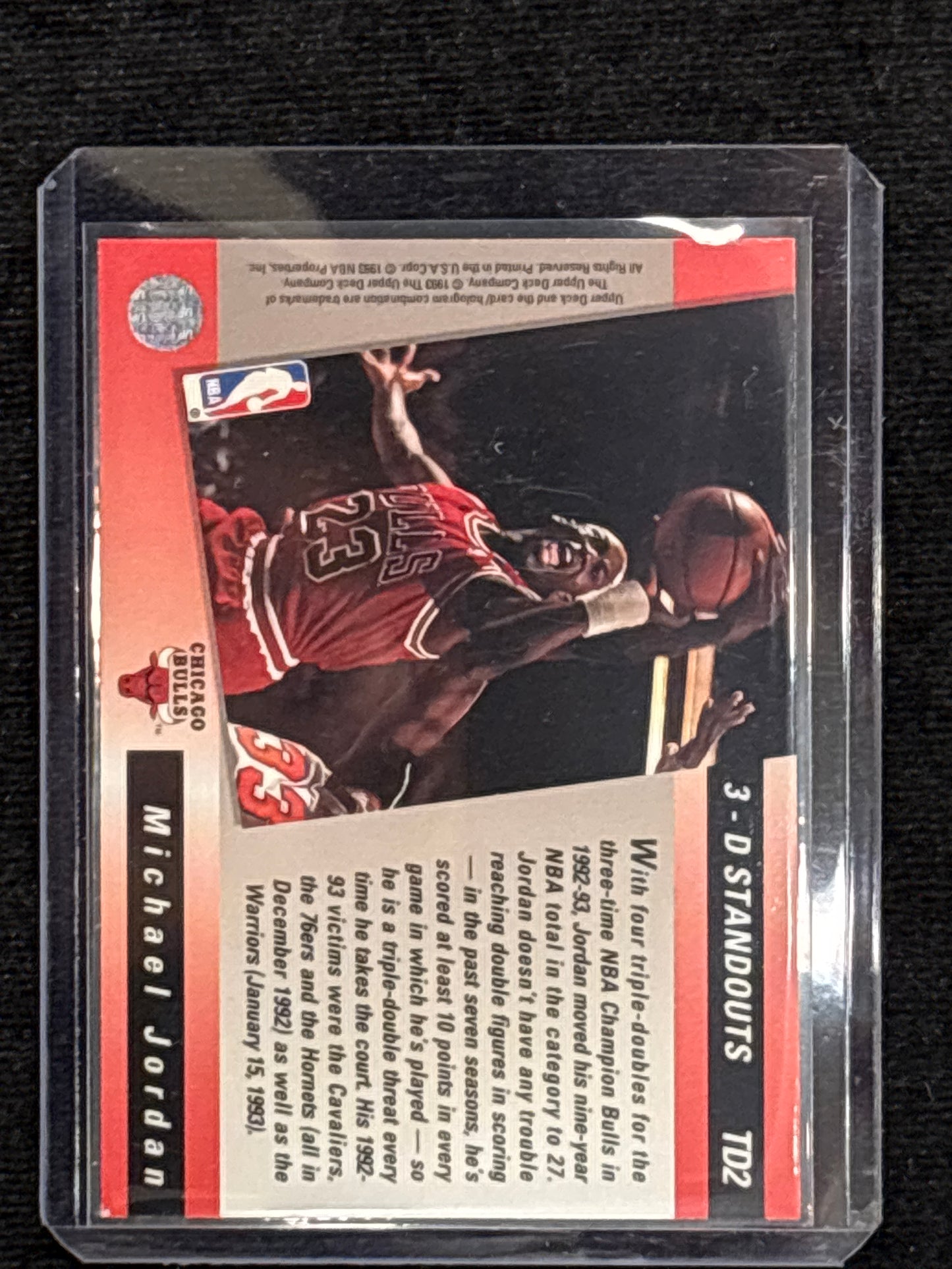 1993 Upper Deck Triple Double 3-D Standouts Michael Jordan #TD2 HOF Mint