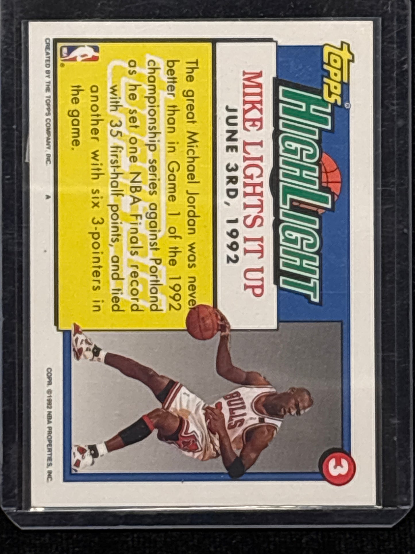 1992-93 Topps Highlight Michael Jordan #3 HOF Mint