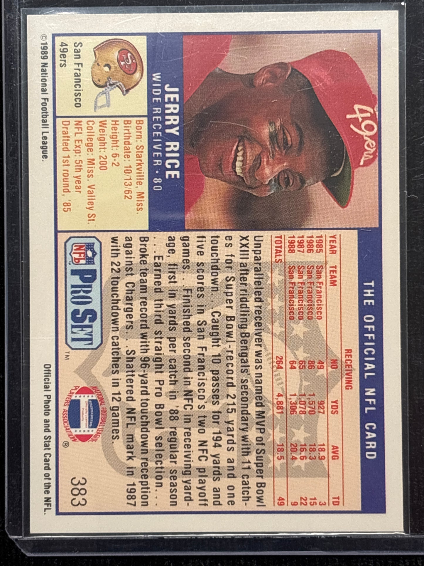 1989 Pro Set Jerry Rice #383