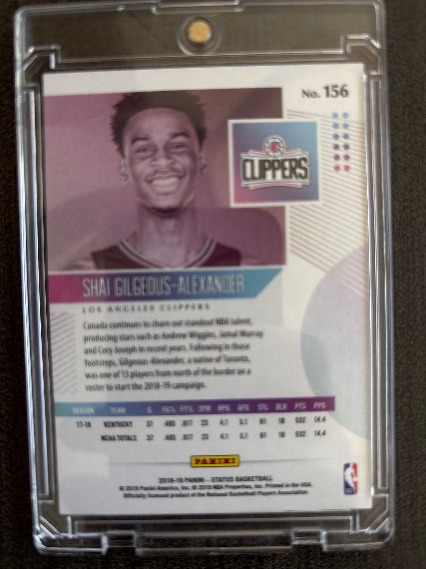 2018 Panini Status Shai Gilgeous-Alexander #156 RC