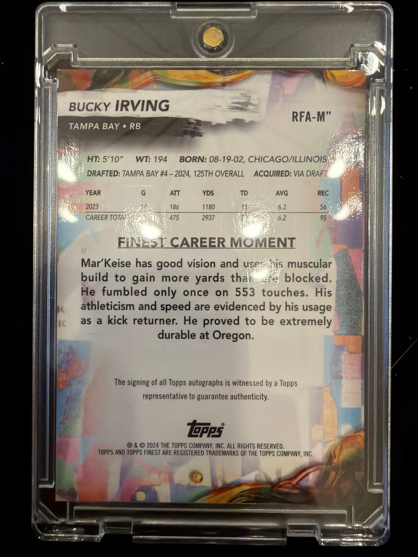 2024 Topps Finest Bucky Irving #RFA-MI RC