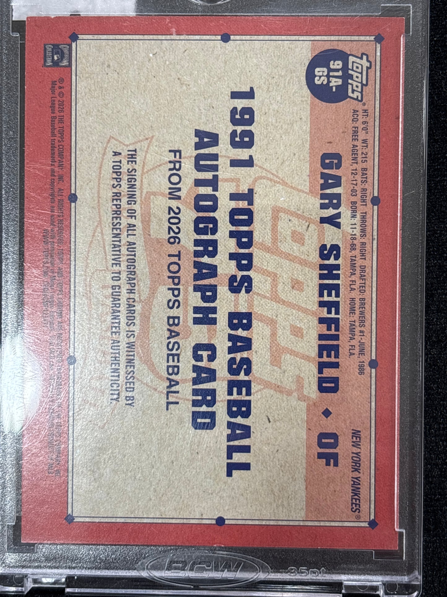 2026 Topps Baseball Gary Sheffield #91A-GS Green /99