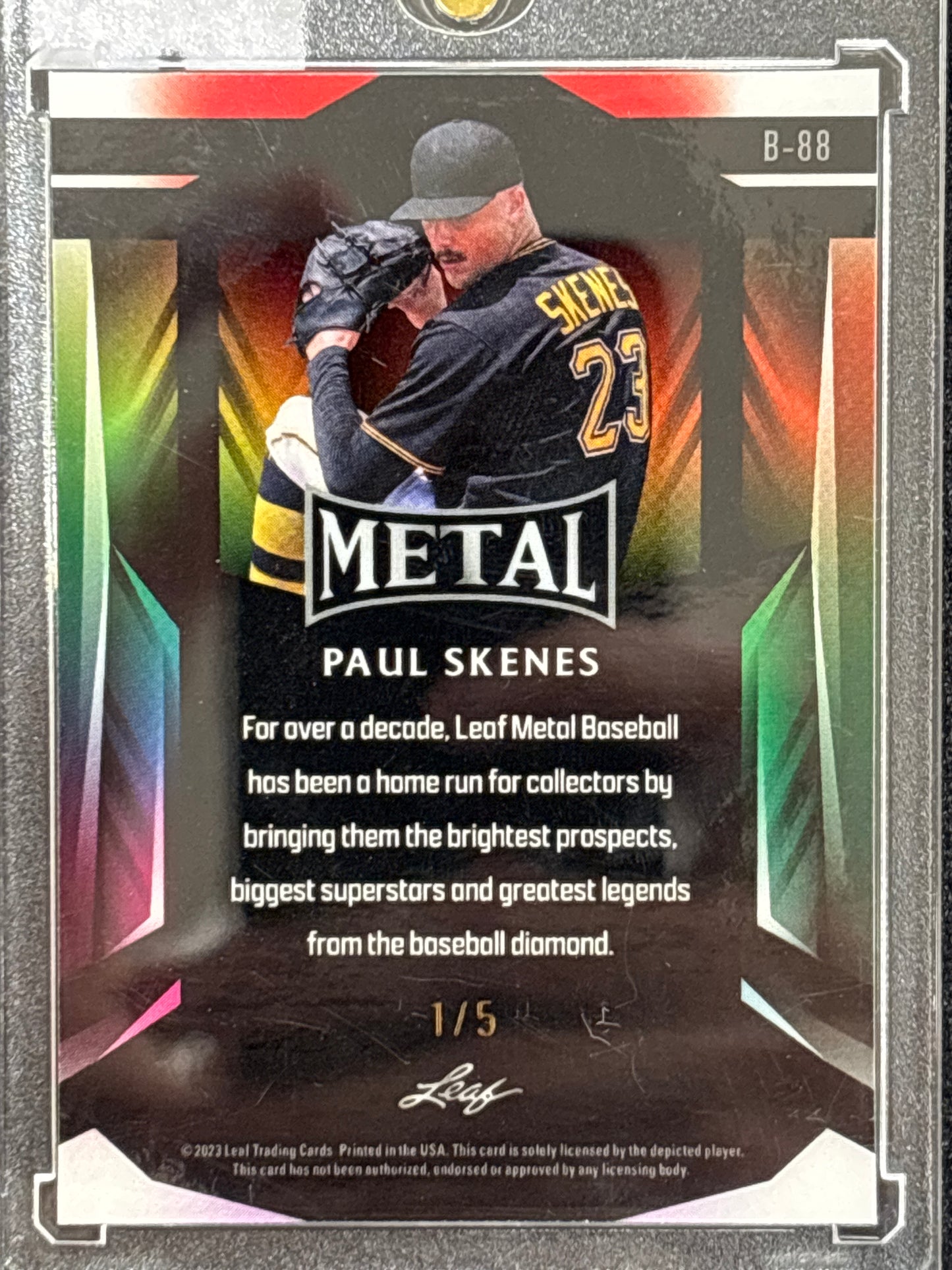 2023 Leaf Metal Baseball Paul Skenes #B-88 Pink Crystal /5 RC