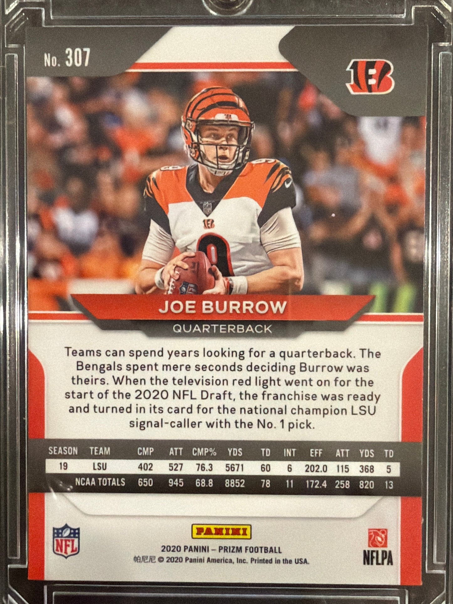 2020 Panini Prizm Joe Burrow #307 RC