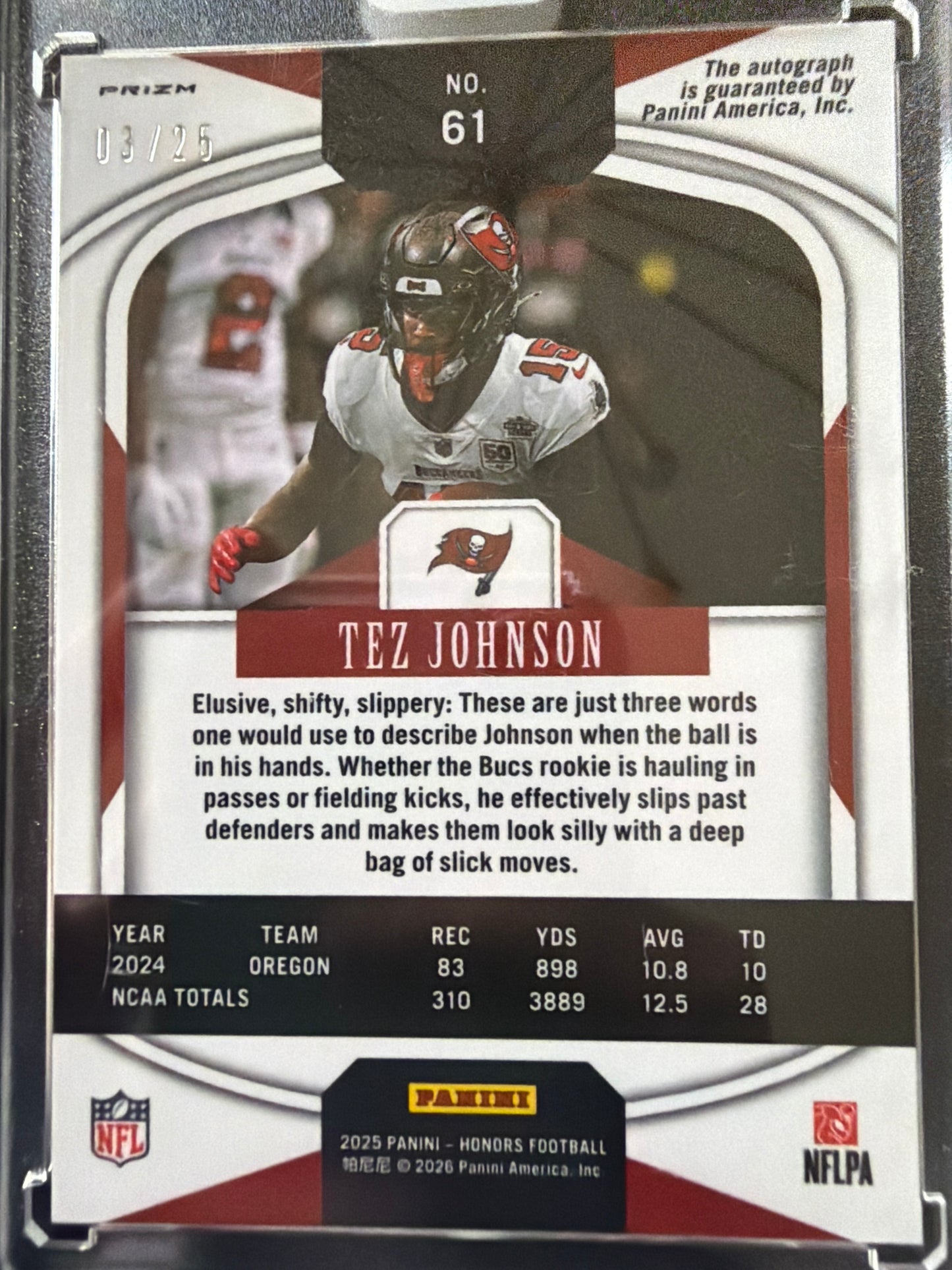 2026 Panini Honors Prizm Tez Johnson #61 Red /25 RC