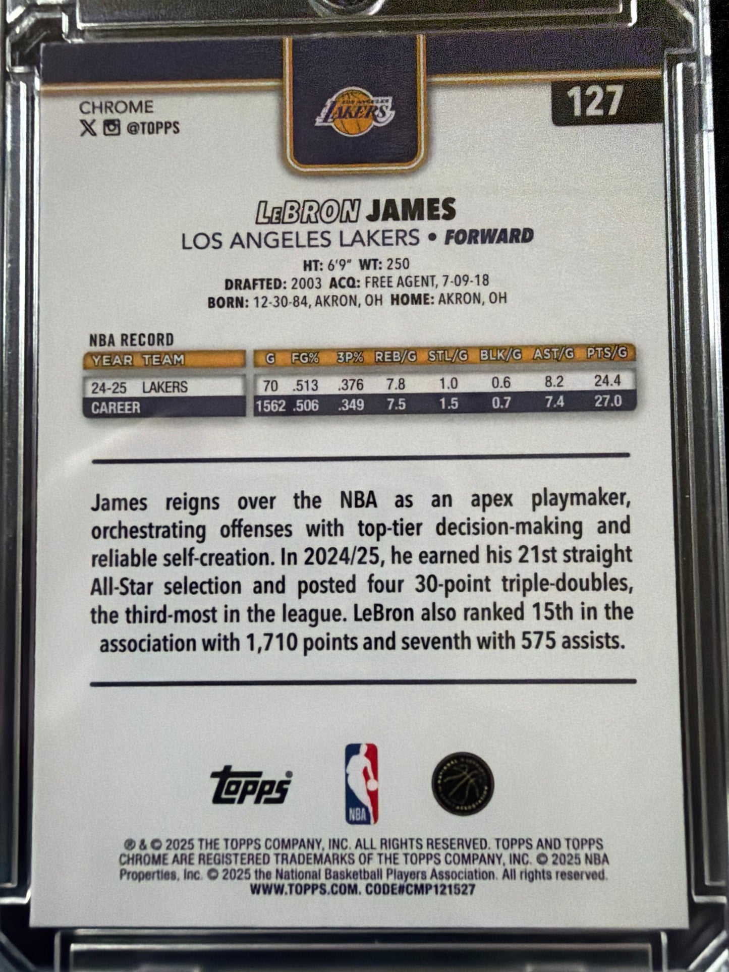 2025 Topps Chrome LeBron James #127 X-Fractor