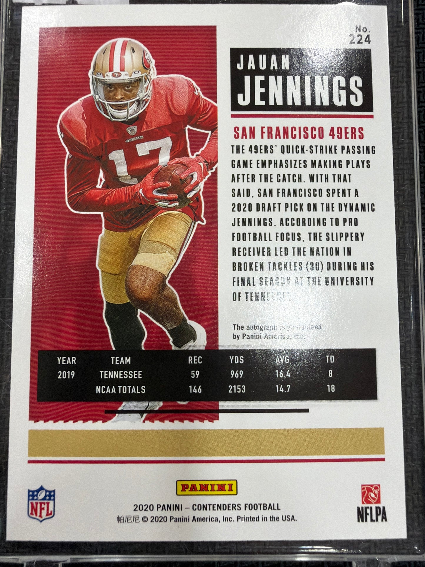 2020 Panini Contenders Football Jauan Jennings #224 RC