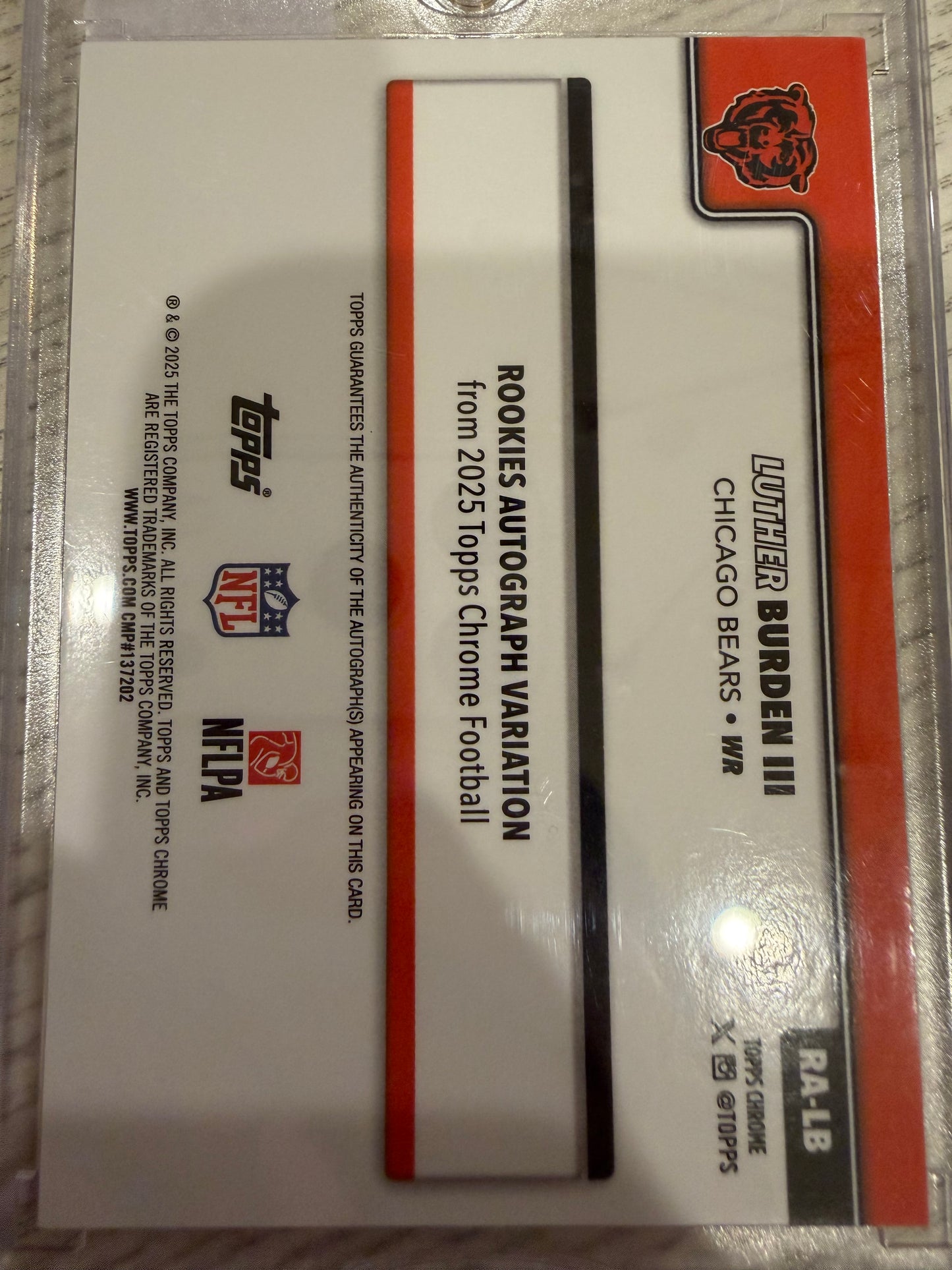 2025 Topps Chrome Luther Burden III #RA-LB Rookies Autograph Variation RC