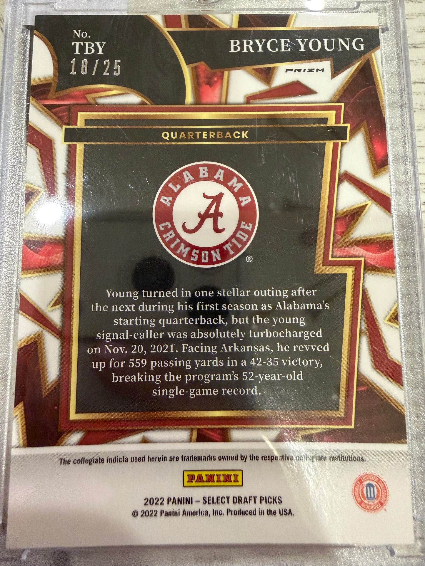 2022 Panini Select Draft Picks Prizm Turbocharged Bryce Young #TBY /25