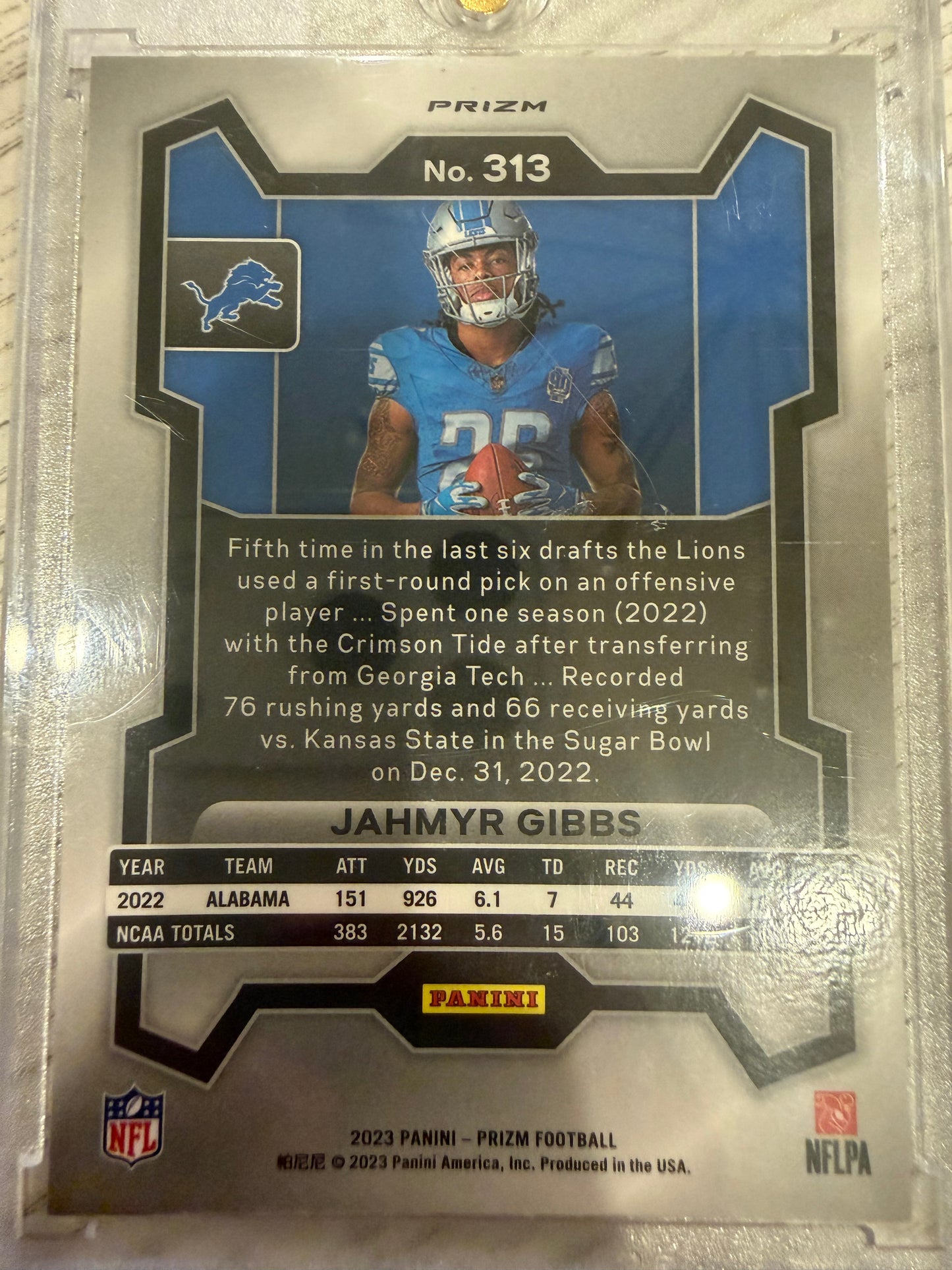 2023 Panini Prizm Jahmyr Gibbs #313 Silver RC