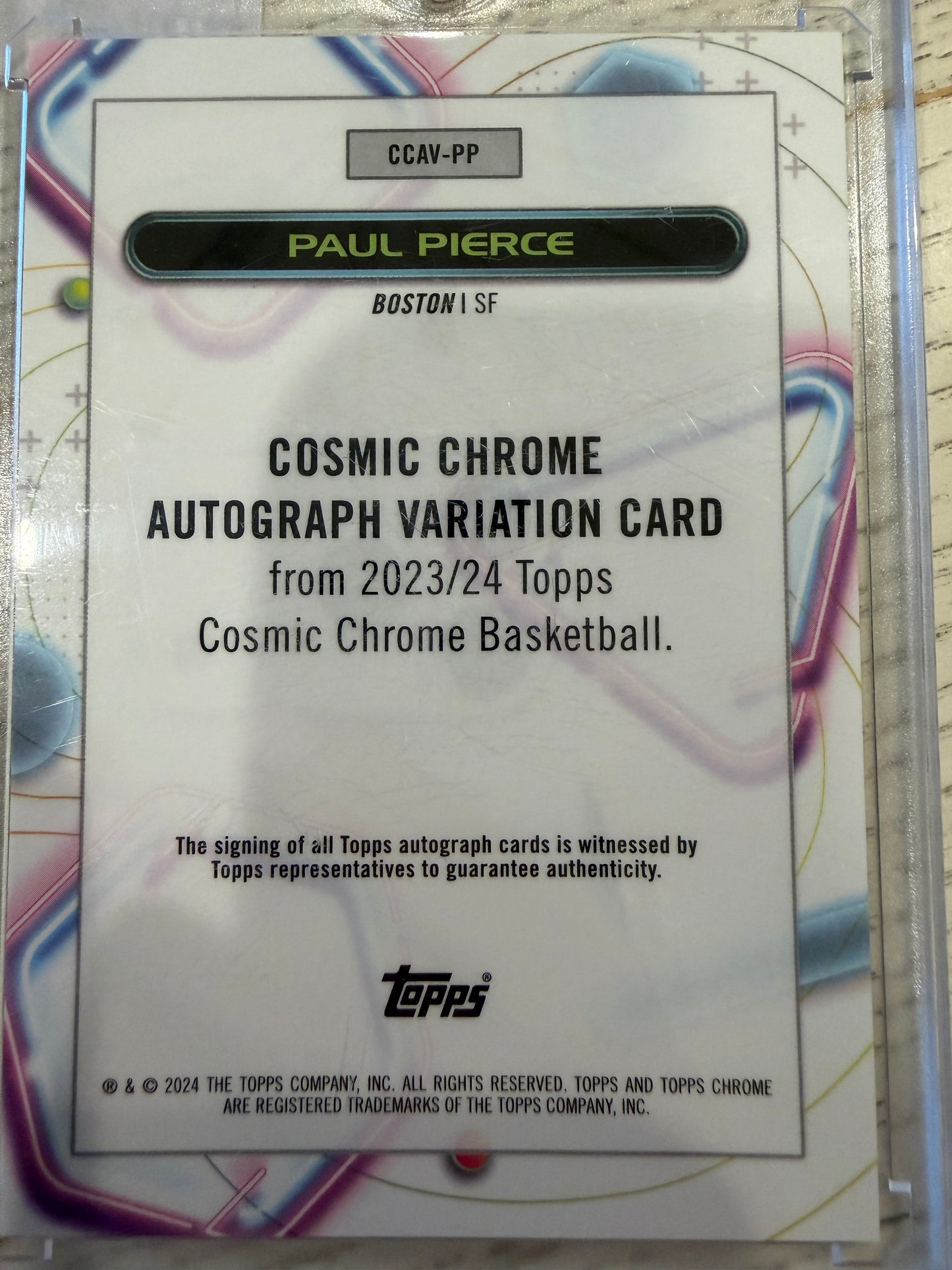 2024 Topps Cosmic Chrome Paul Pierce #CCAV-PP Autograph Variation /10