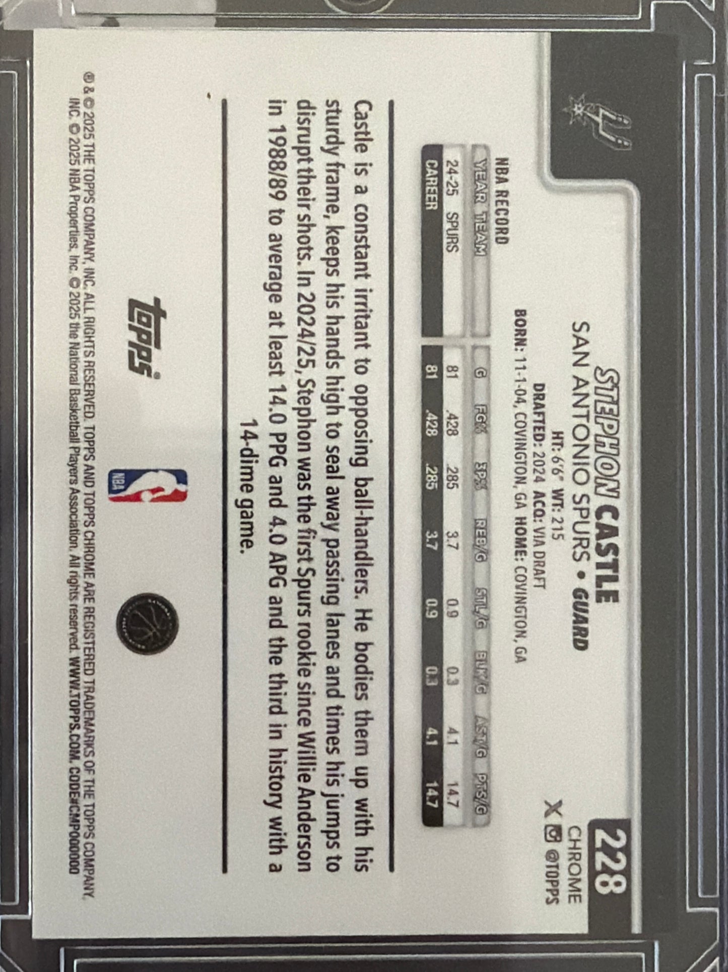 2025 Topps Chrome Stephon Castle #228 Yellow RayWave /275