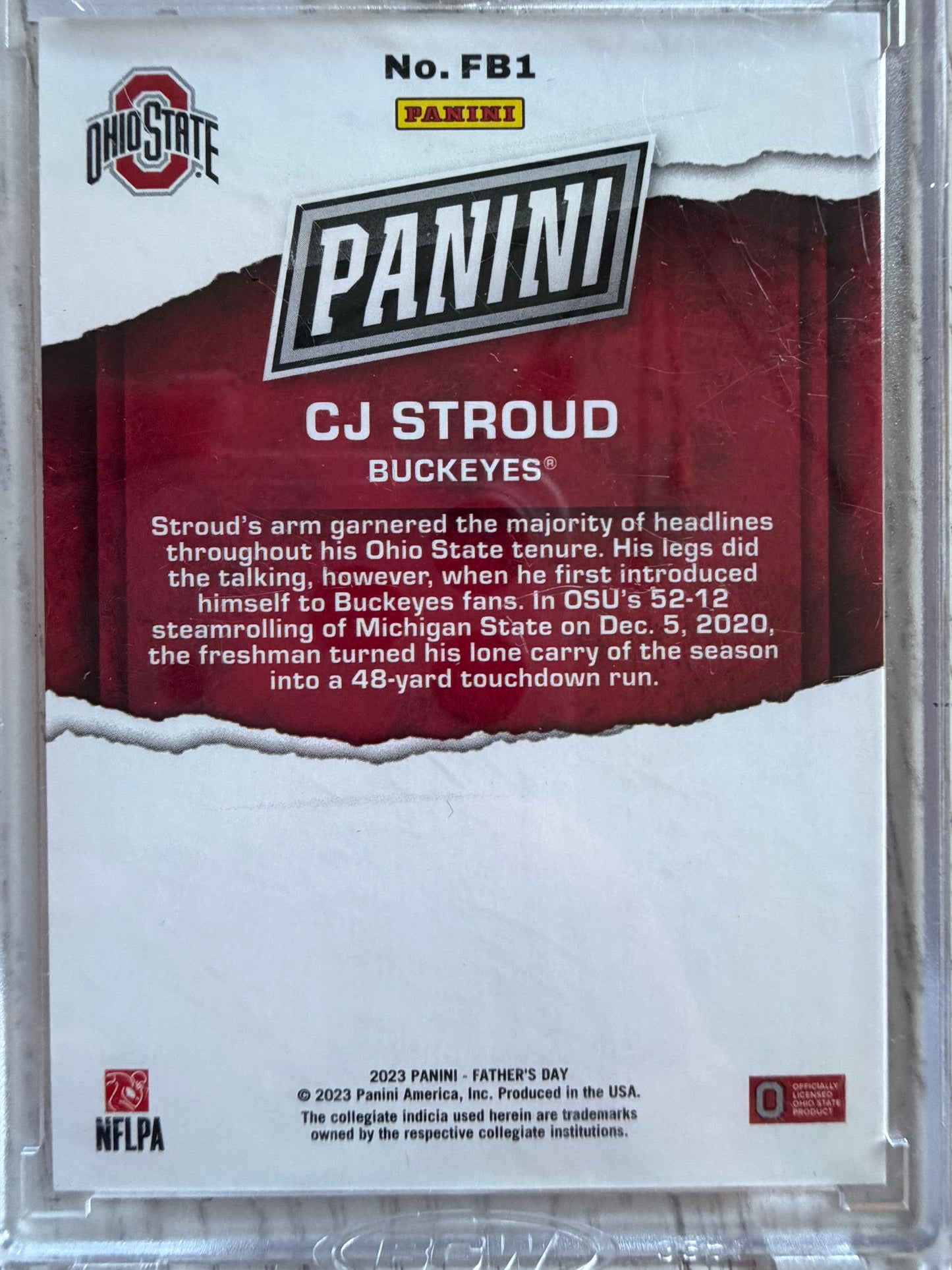 2023 Panini Father's Day CJ Stroud #FB1 Pink /199 RC