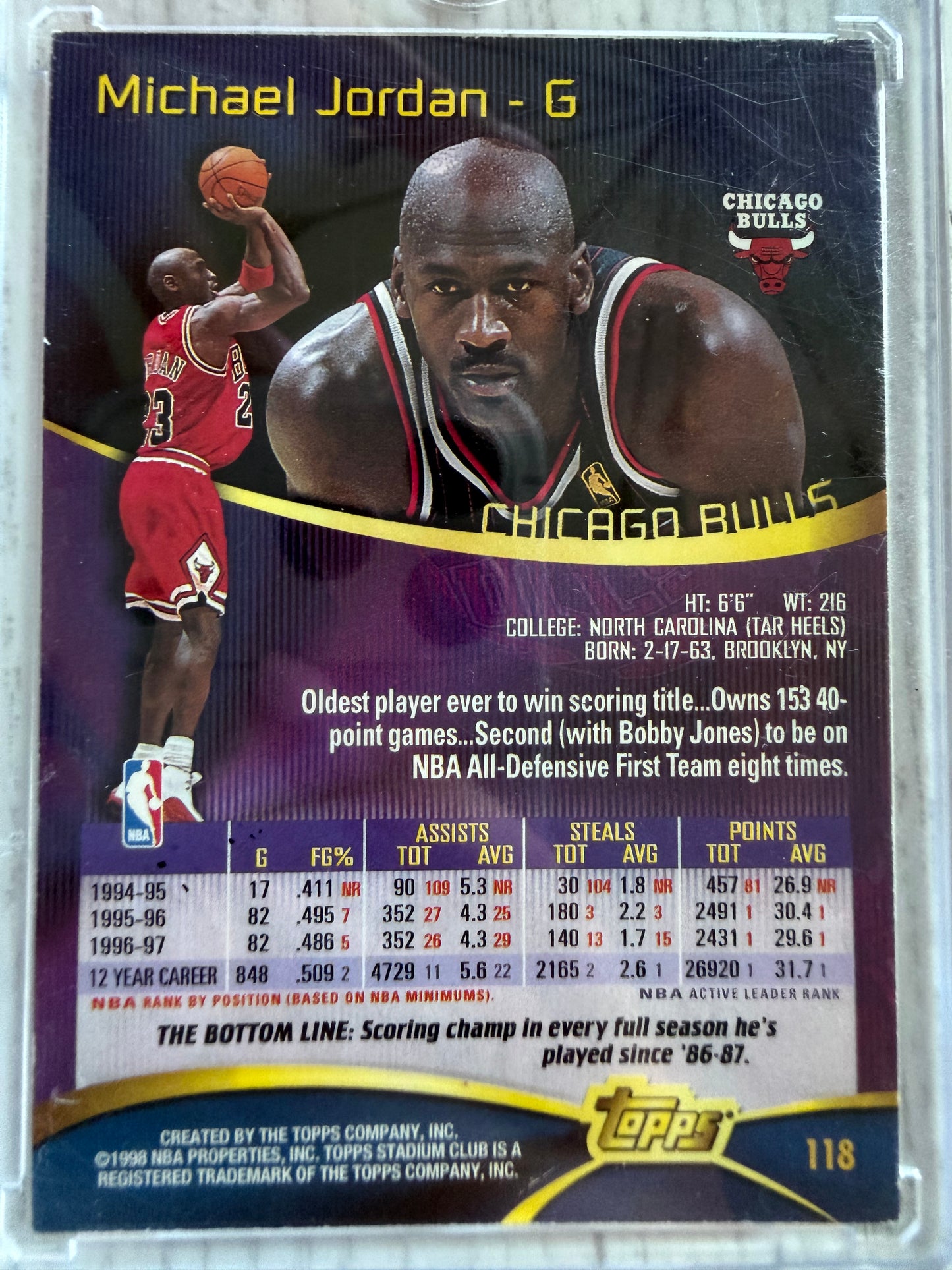 1998 Topps Stadium Club Michael Jordan #118