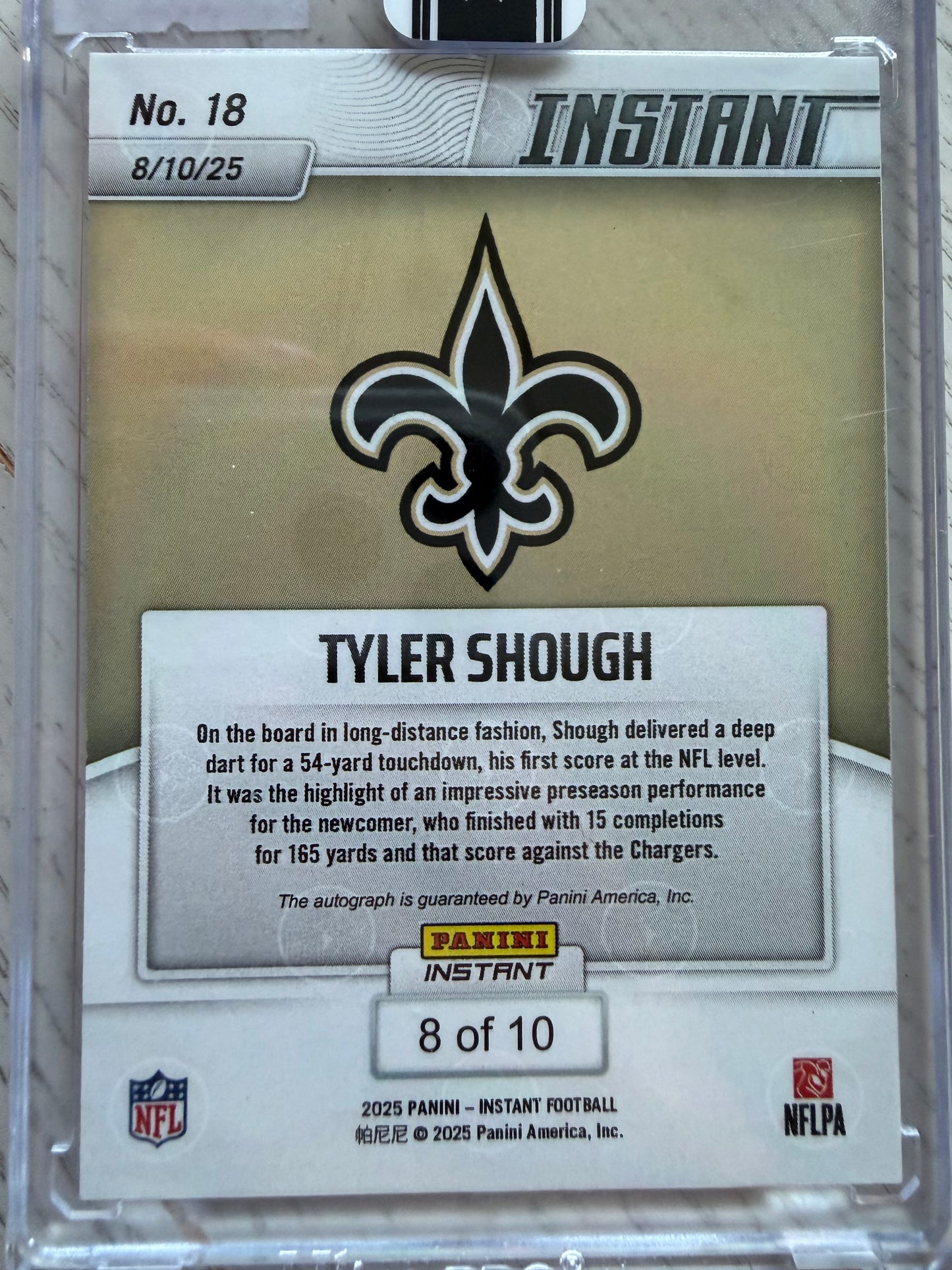 2025 Panini Instant Tyler Shough #18 RC