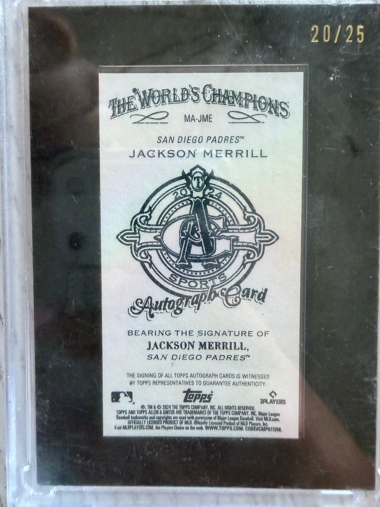 2024 Topps Allen & Ginter Jackson Merrill #MA-JME /25 RC