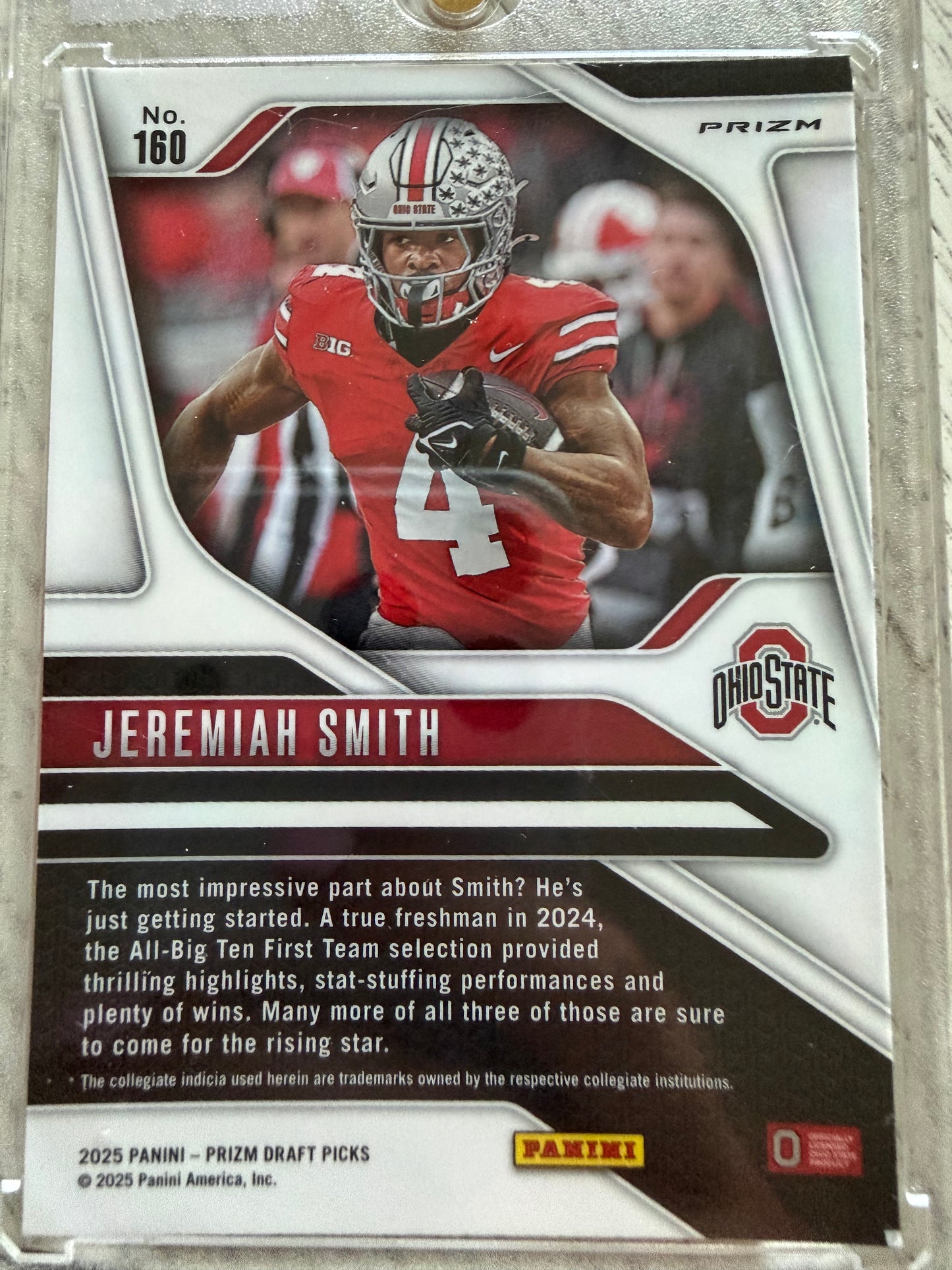 2025 Panini Prizm Draft Picks Jeremiah Smith #160 Red Cracked Ice