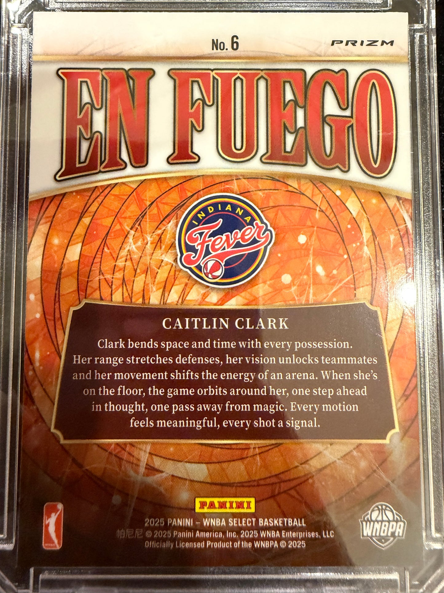 2025 Panini Select Prizm En Fuego Caitlin Clark #6