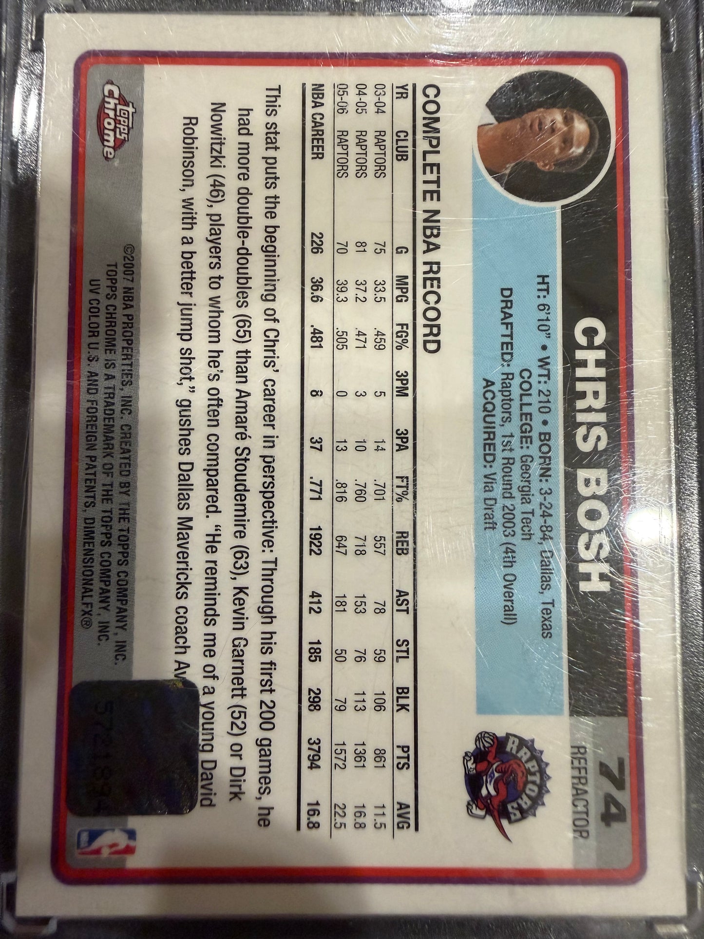 2007 Topps Chrome Chris Bosh #74 Refractor