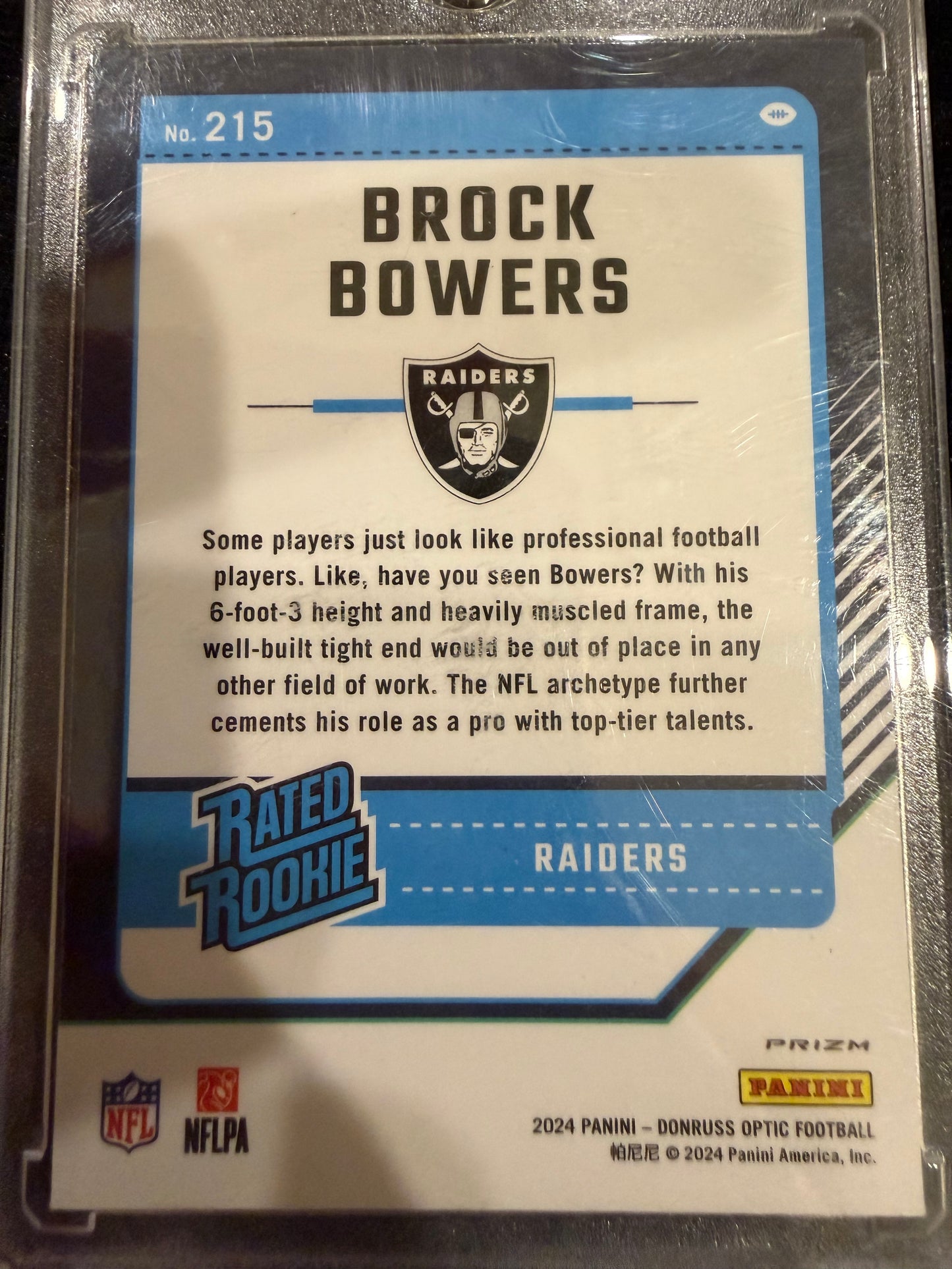 2024 Panini Donruss Optic Brock Bowers #215 Blue Glitter