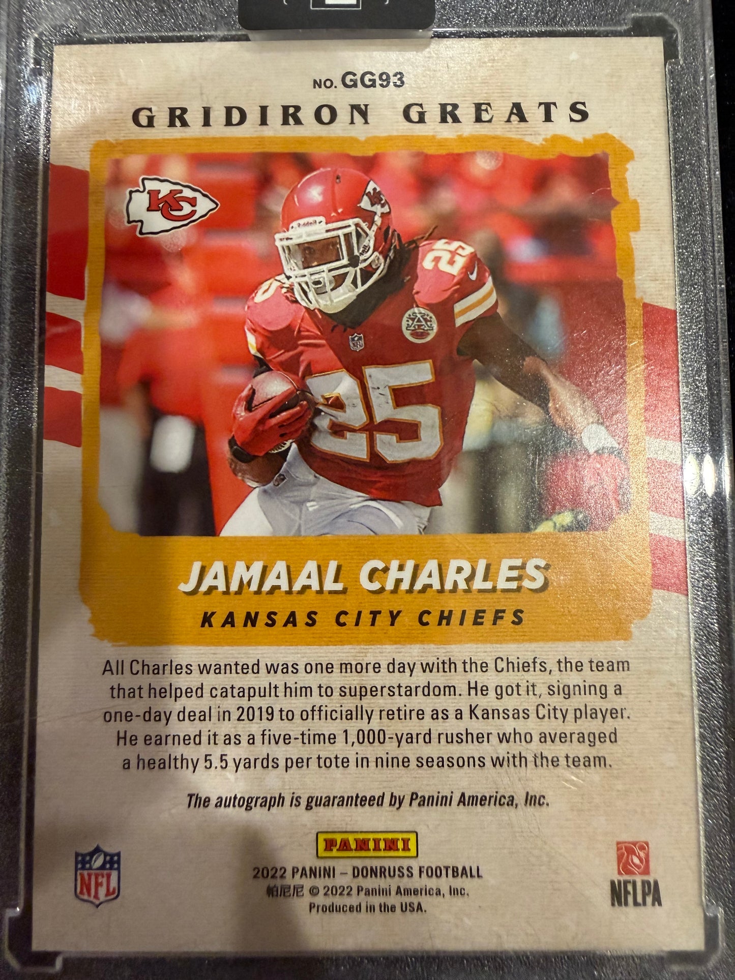 2022 Panini Donruss Gridiron Greats Jamaal Charles #GG93