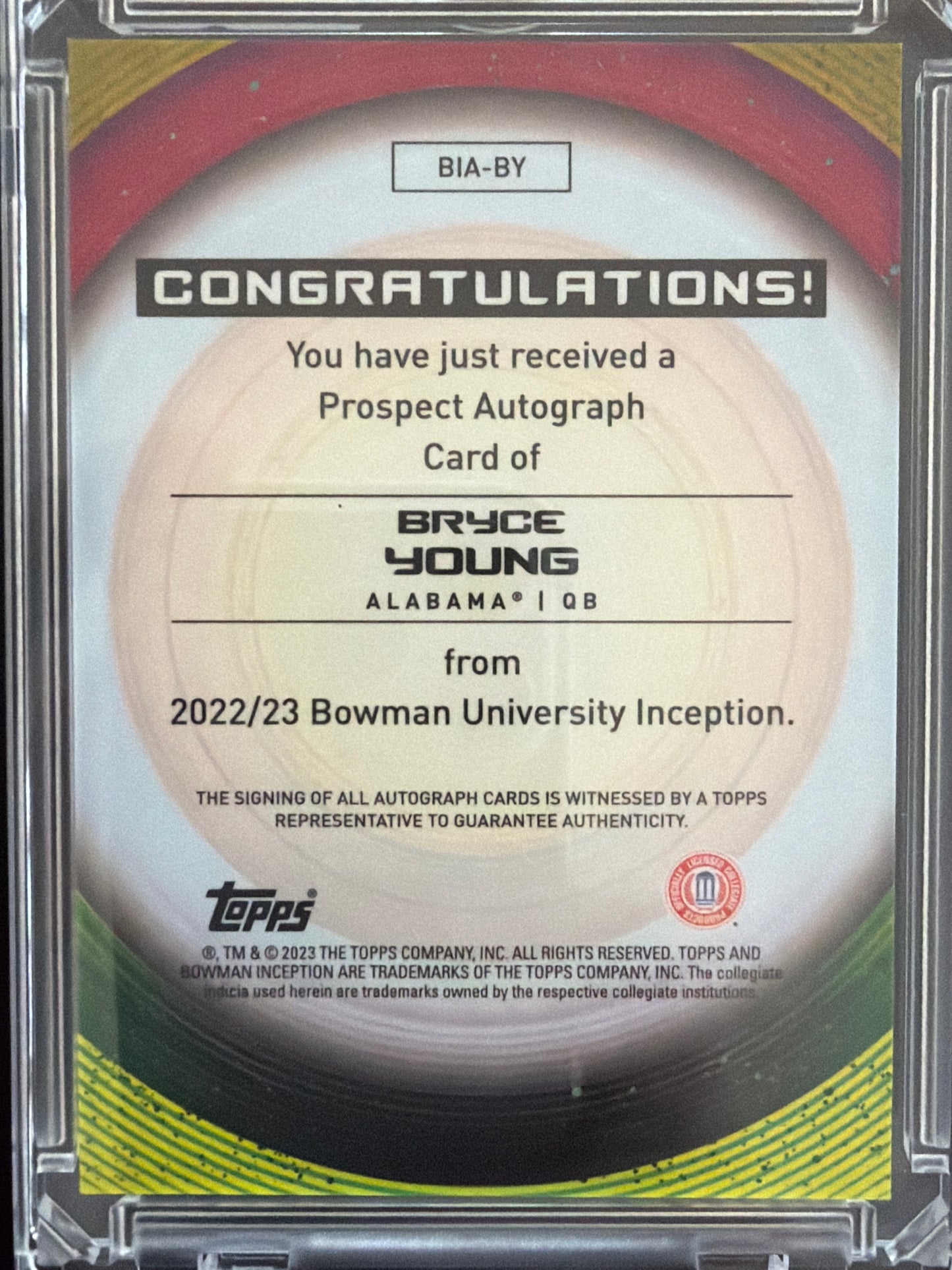 2023 Bowman University Inception Bryce Young #BIA-BY /25