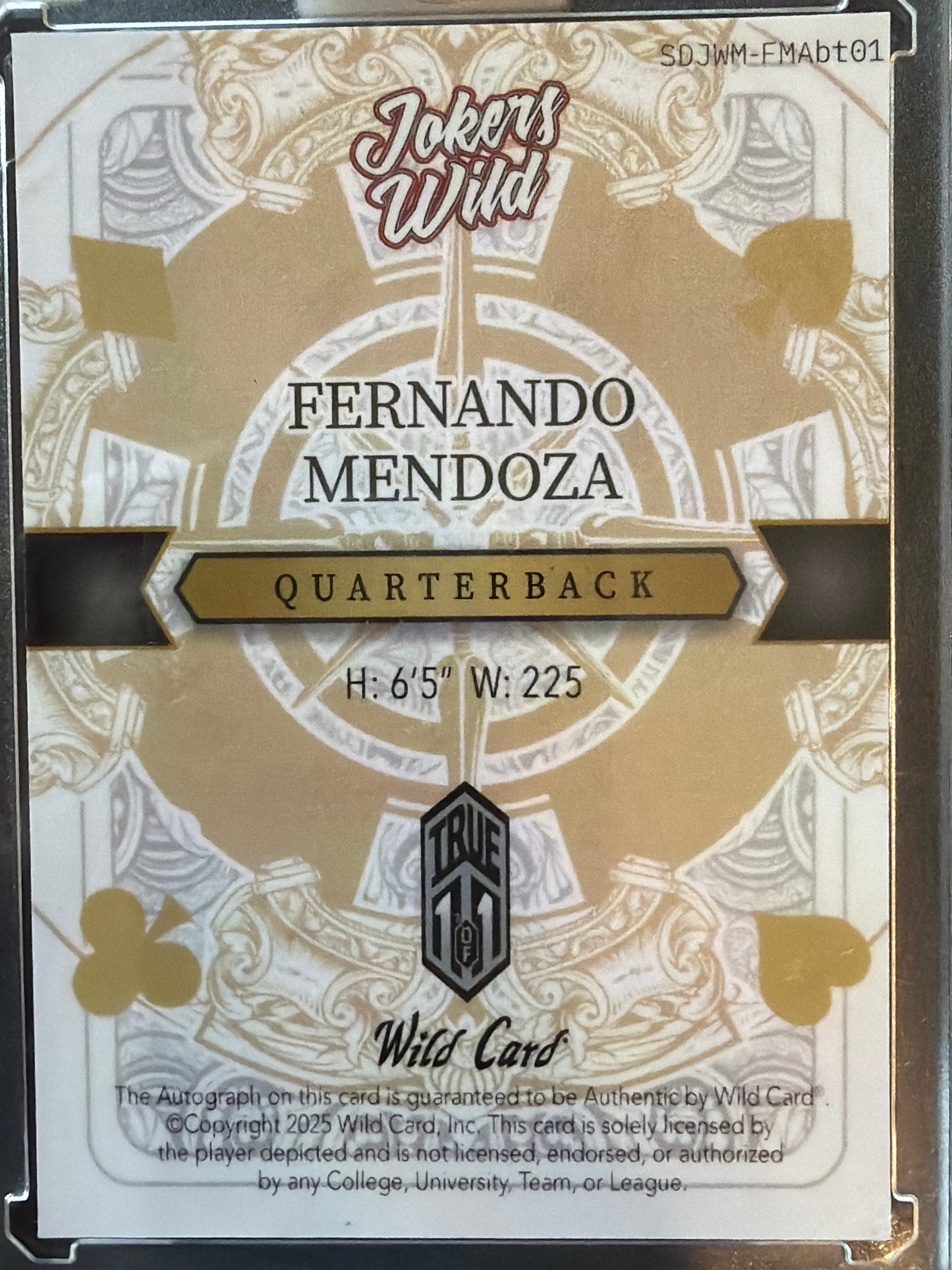 2025 Wild Card Jokers Wild Fernando Mendoza #SDJWM-FMAb t01 True 1/1 /1