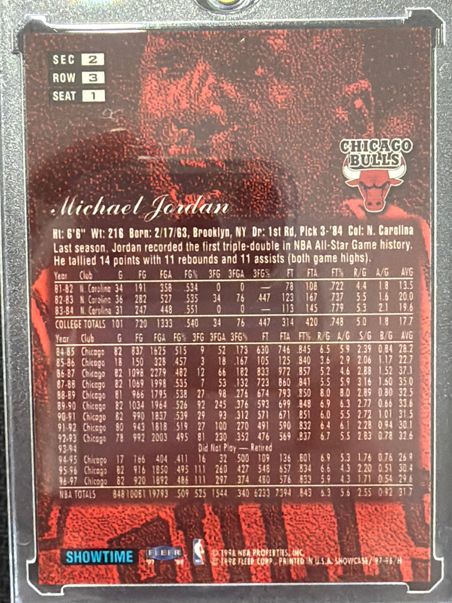 1997 Fleer Flair Showcase Row 3 Michael Jordan #1