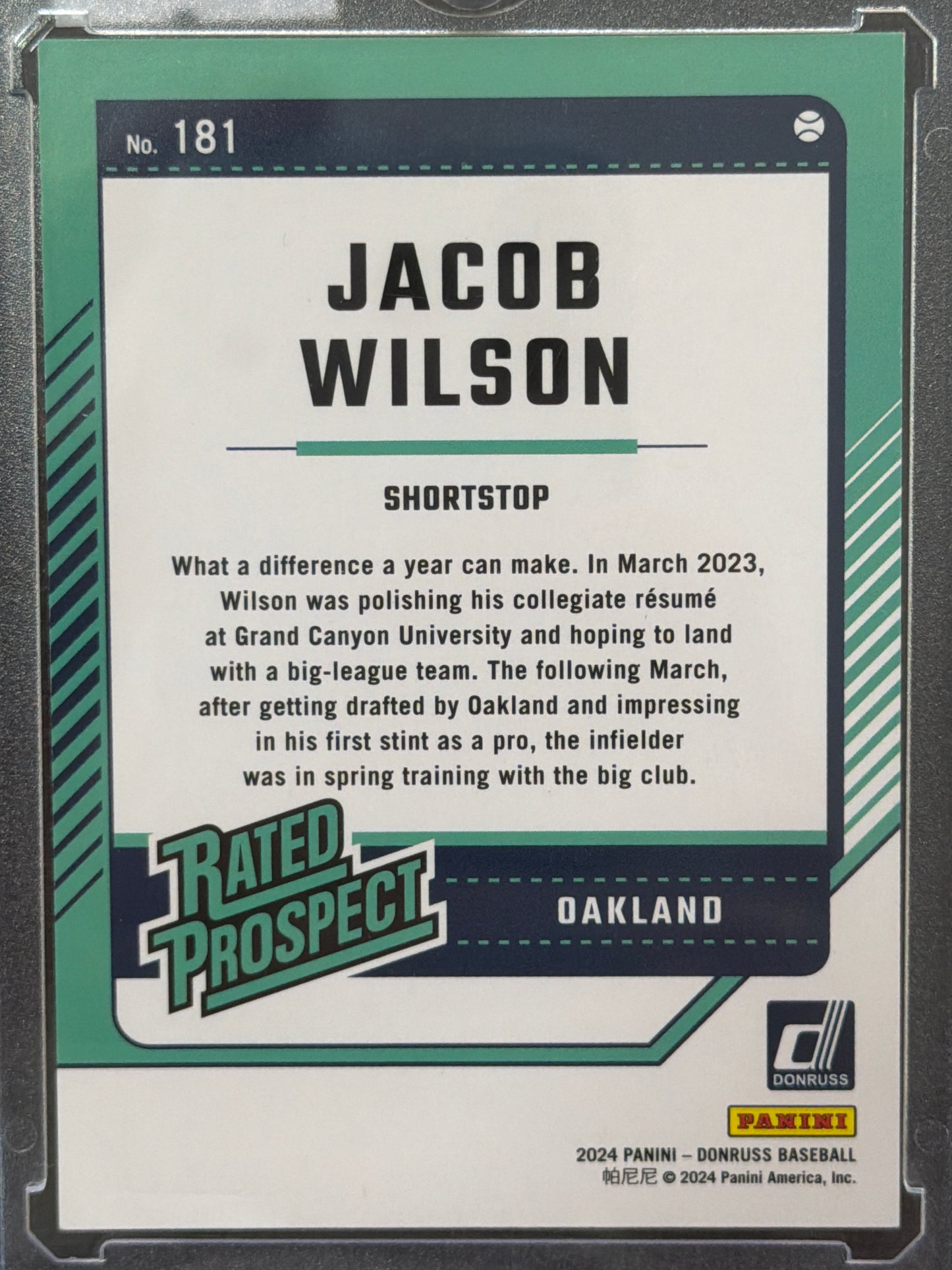 2024 Donruss Baseball Jacob Wilson #181 Artist Proof /25