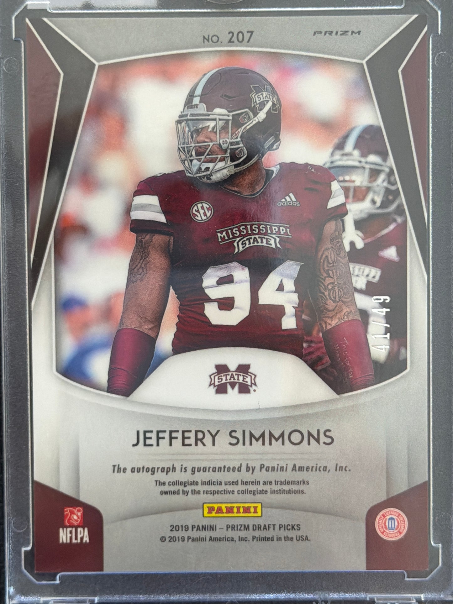 2019 Panini Prizm Draft Picks Jeffery Simmons #207 Silver RC
