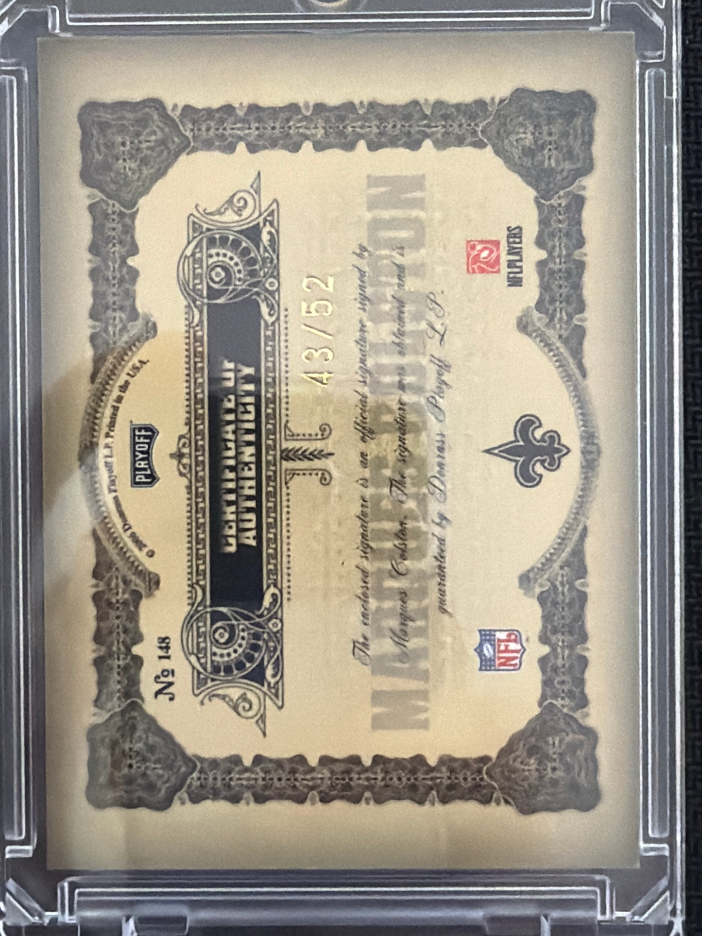 2006 Playoff National Treasures Marques Colston #148 Rookie Signatures /52