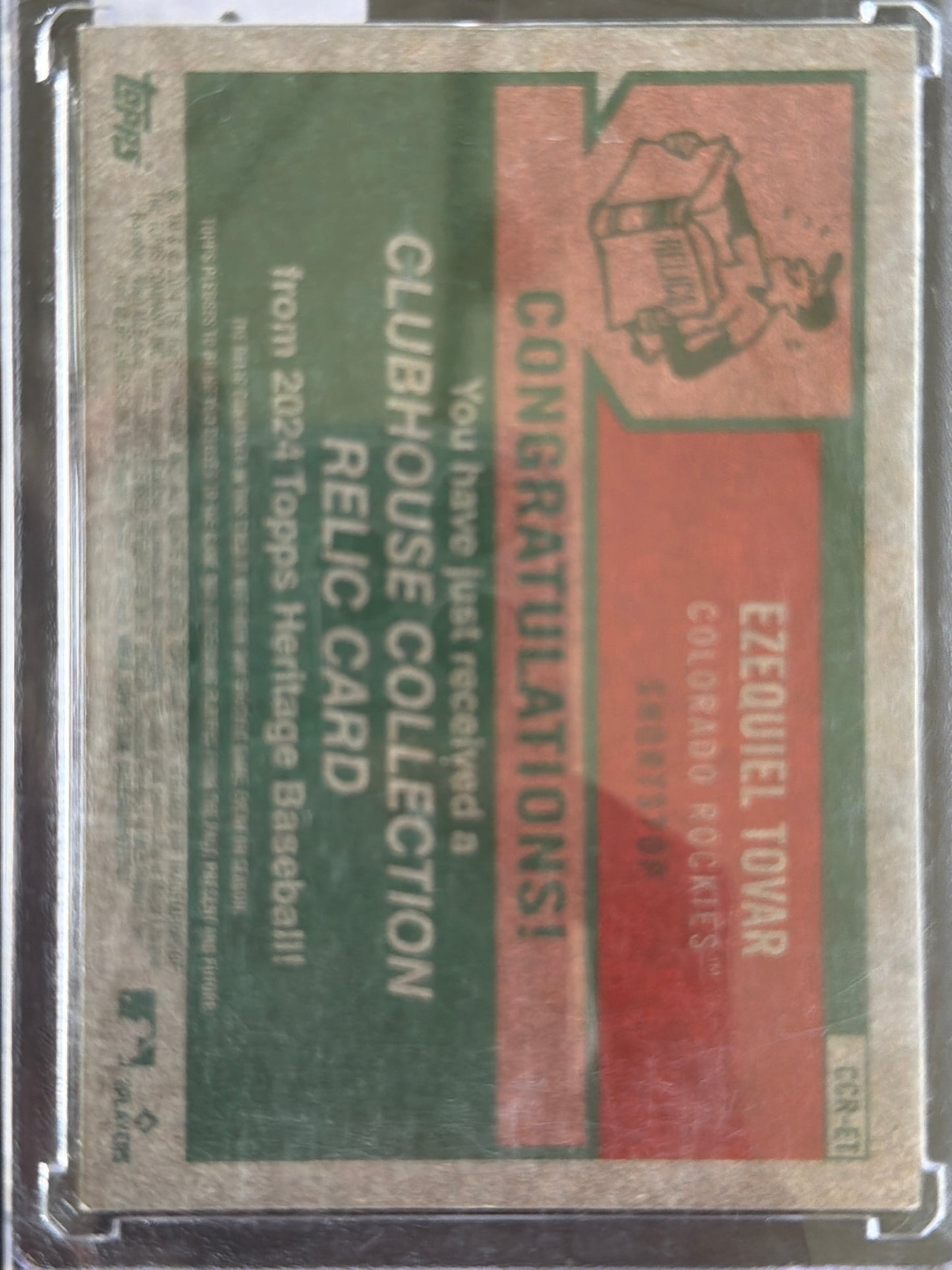 2024 Topps Heritage Collection Ezequiel Tovar #CCR-ET Game-Used Memorabilia