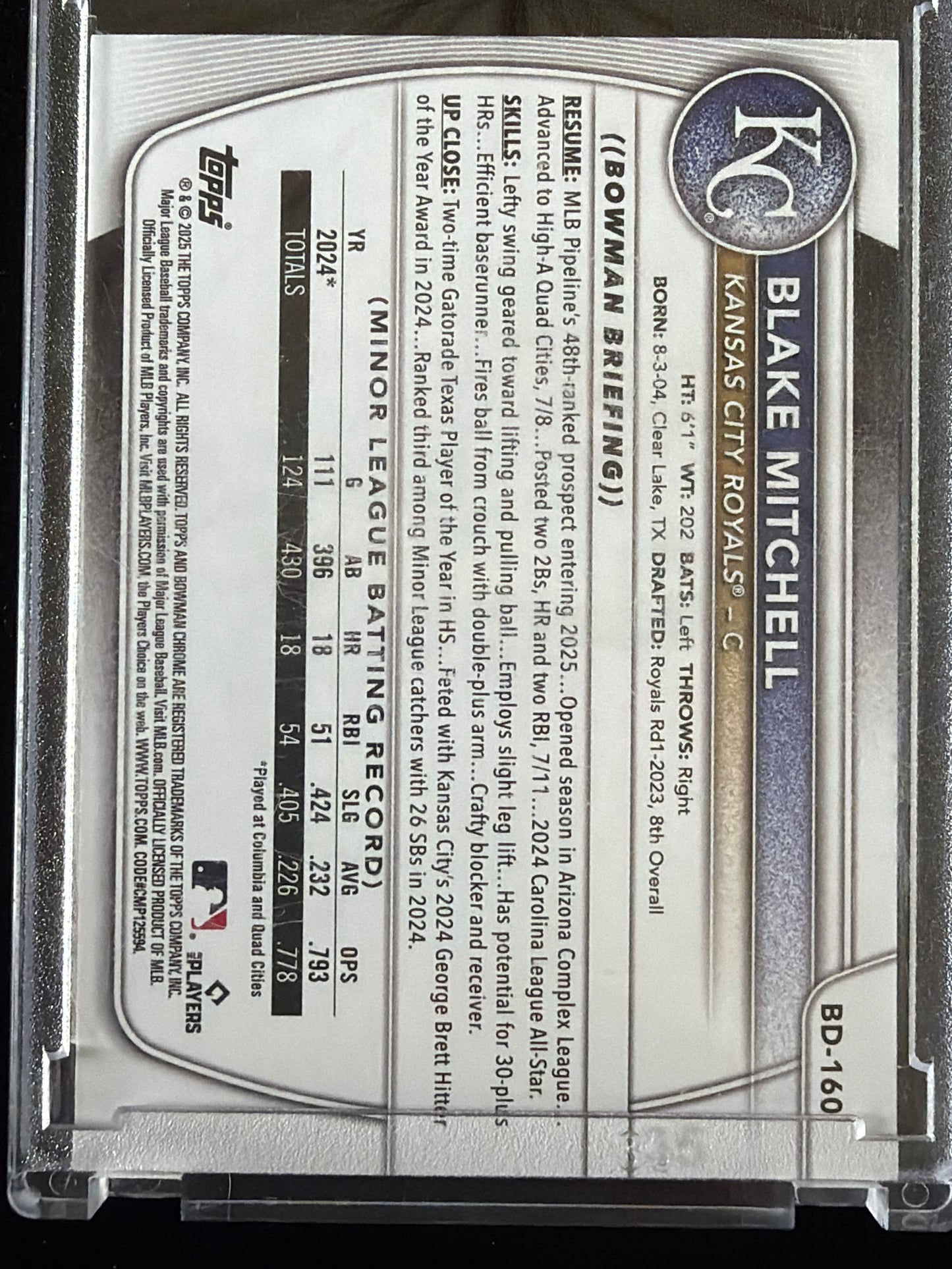2025 Bowman Draft Blake Mitchell #BD-160 Green /99