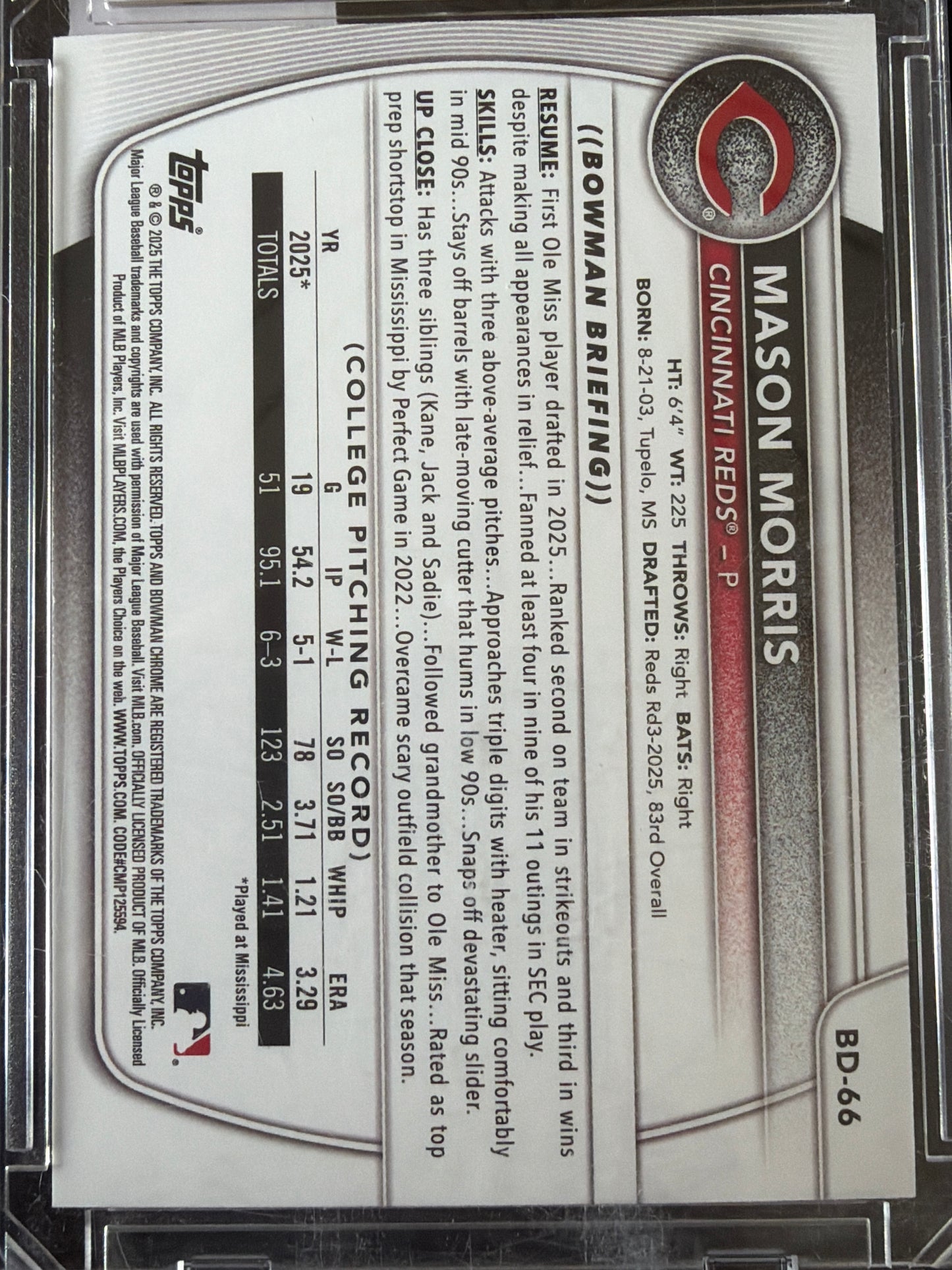 2023 Bowman Draft Mason Morris #BD-66 Orange