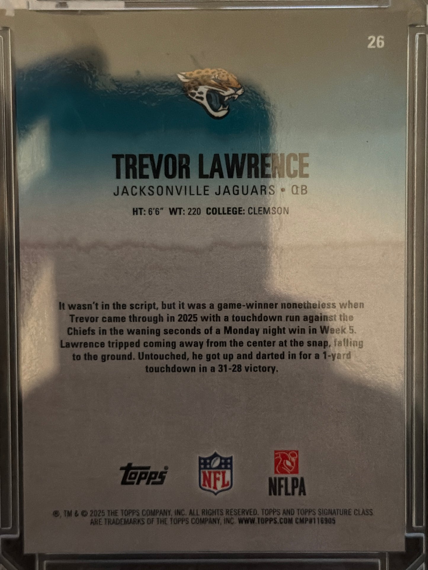 2025 Topps Signature Class Trevor Lawrence #26 /50