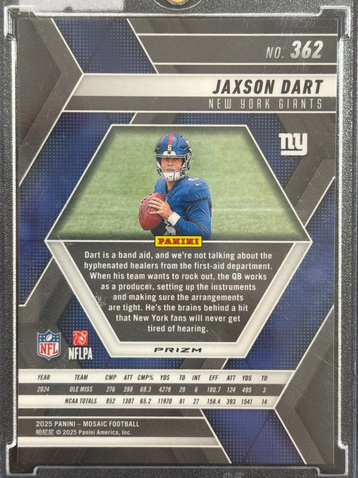 2025 Panini Mosaic Prizm Jaxson Dart #362 Blue Genesis RC