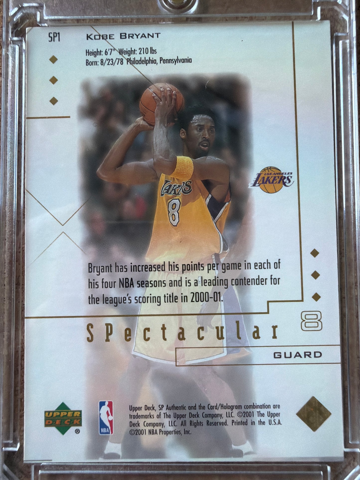2001 Upper Deck SP Authentic SPectacular Kobe Bryant #SP1