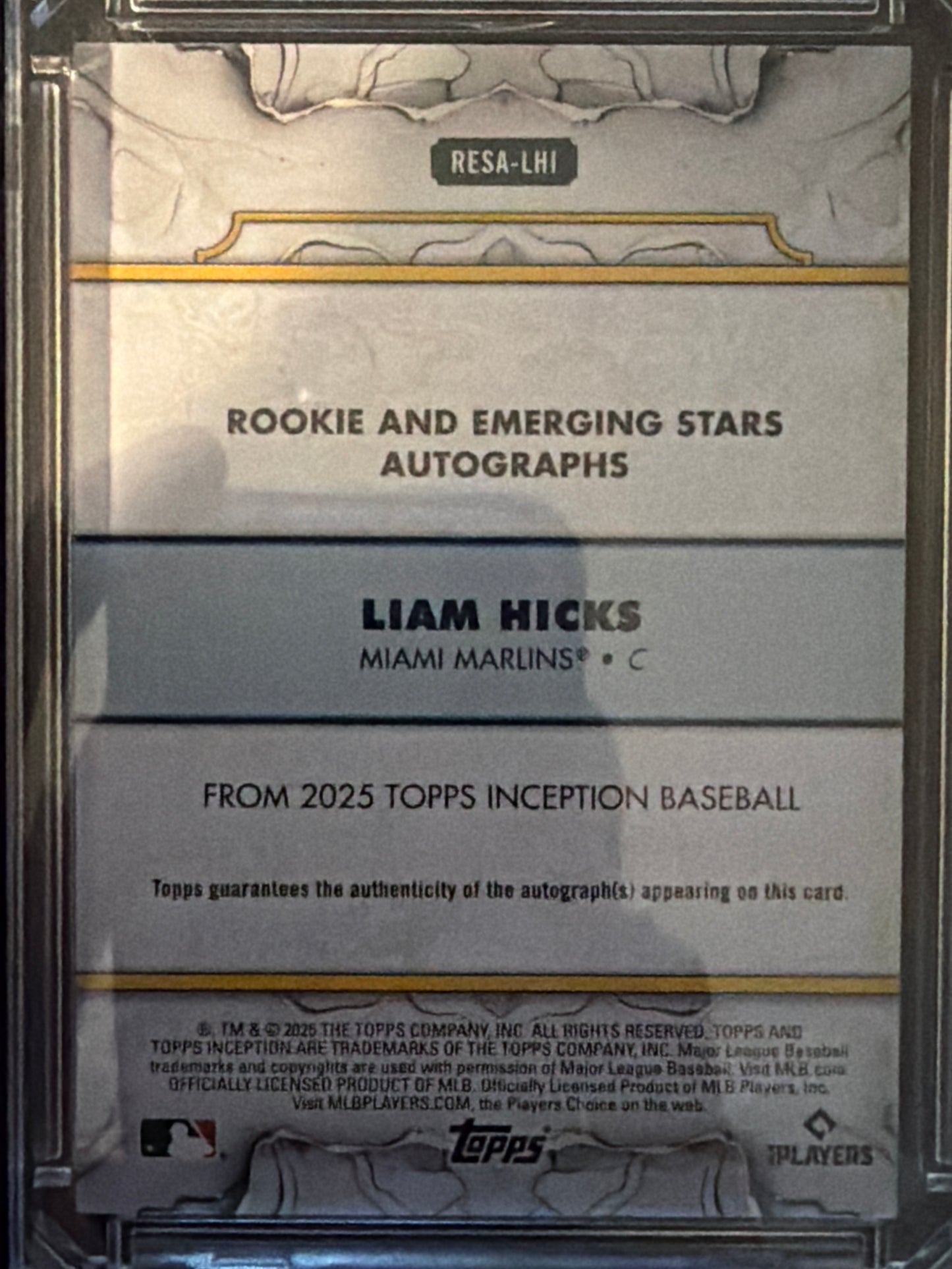 2025 Topps Inception Liam Hicks #RESA-LHI /299 RC