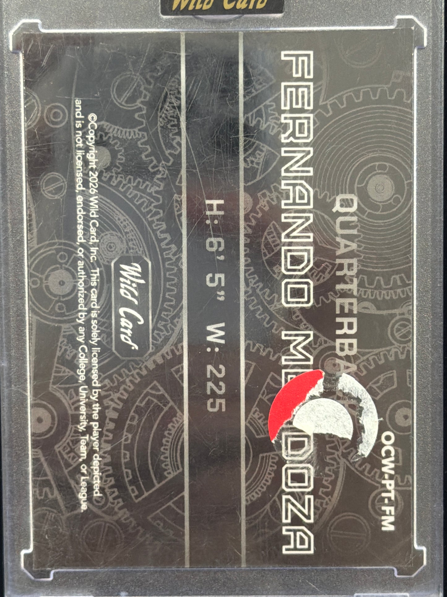 2026 Wild Card On The Clock Fernando Mendoza #OCW-PT-FM Silver Sparkle /1