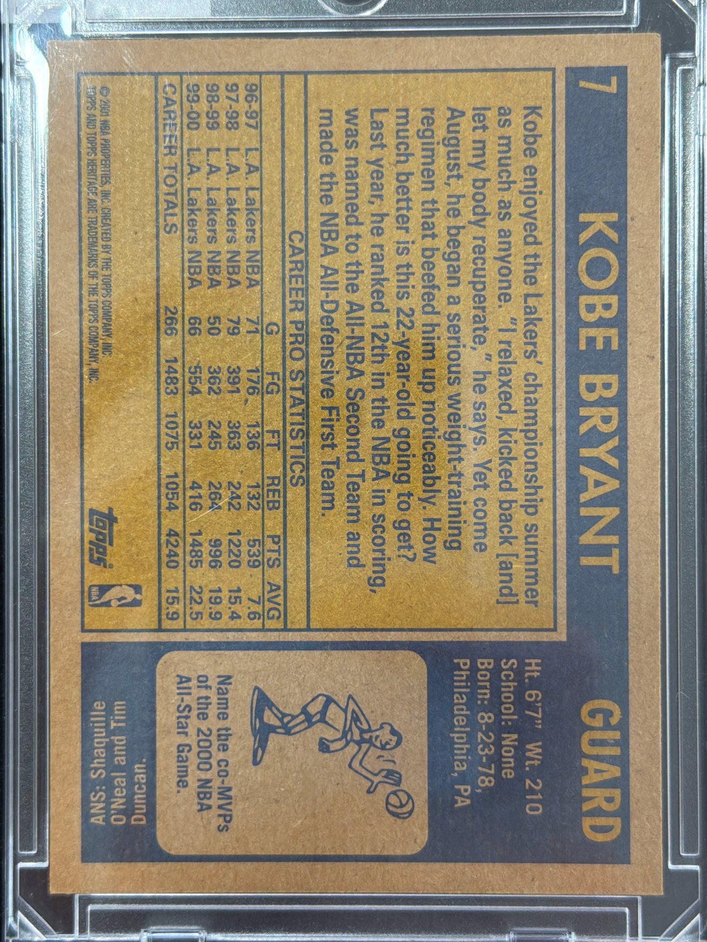 2001 Topps Heritage Kobe Bryant #7