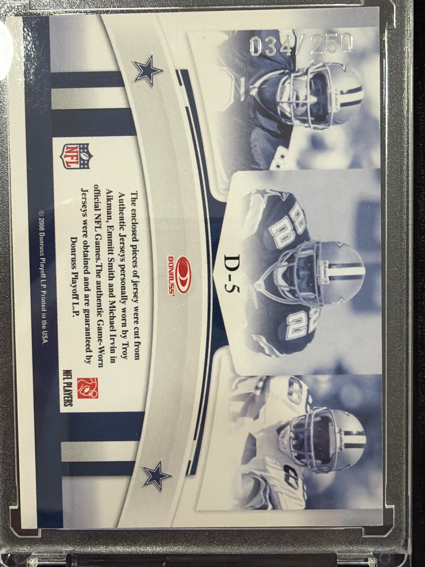2008 DonrussTroy Aikman Michael Irvin Emmitt Smith #D-5 /250 Triple Jersey Patch