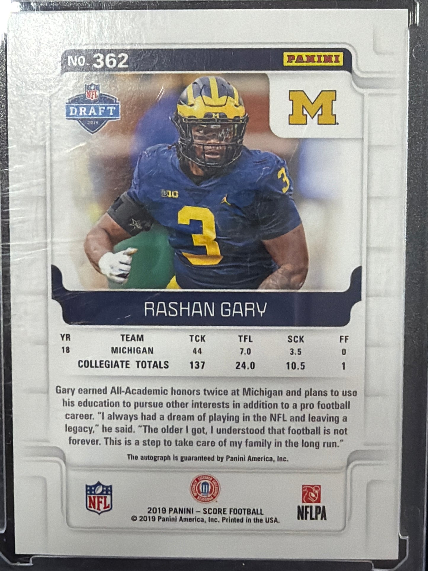 2019 Panini Score Rashan Gary #362 RC