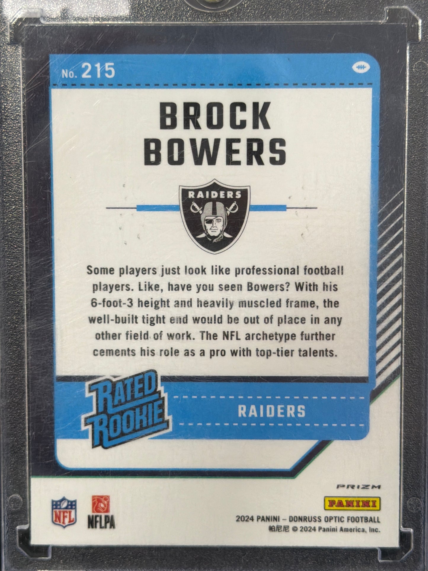2024 Panini Donruss Optic Prizm Brock Bowers #215 Blue Stars