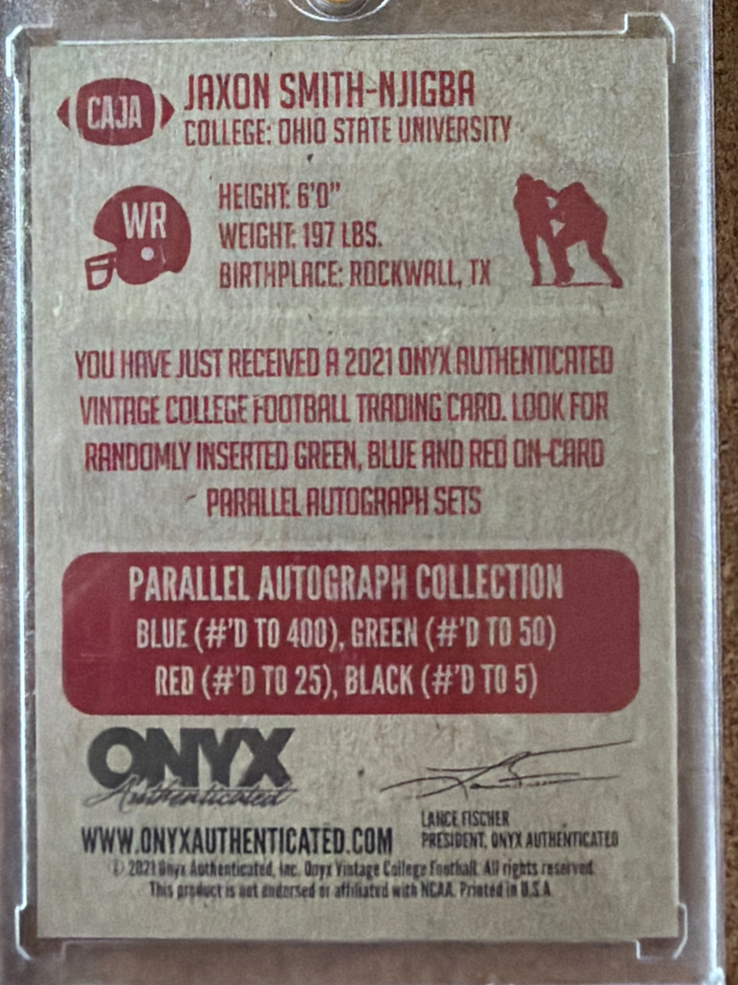 2021 Onyx Vintage College Football Jaxon Smith-Njigba #CAJA Blue Ink RC