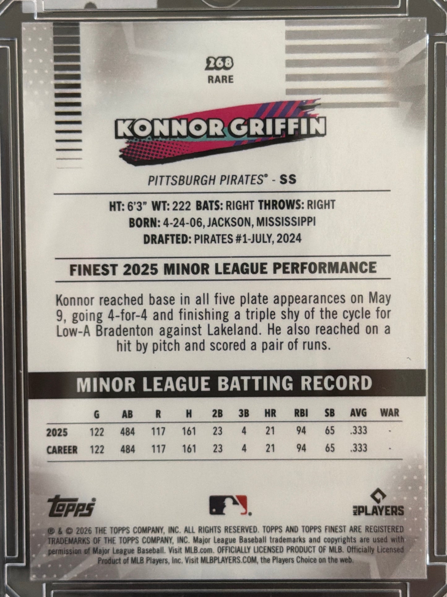 2026 Topps Finest Konnor Griffin #268 RC