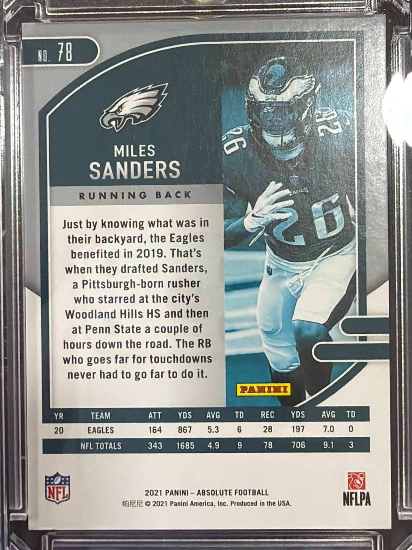 2021 Panini Absolute Football Miles Sanders #78 Gold /10