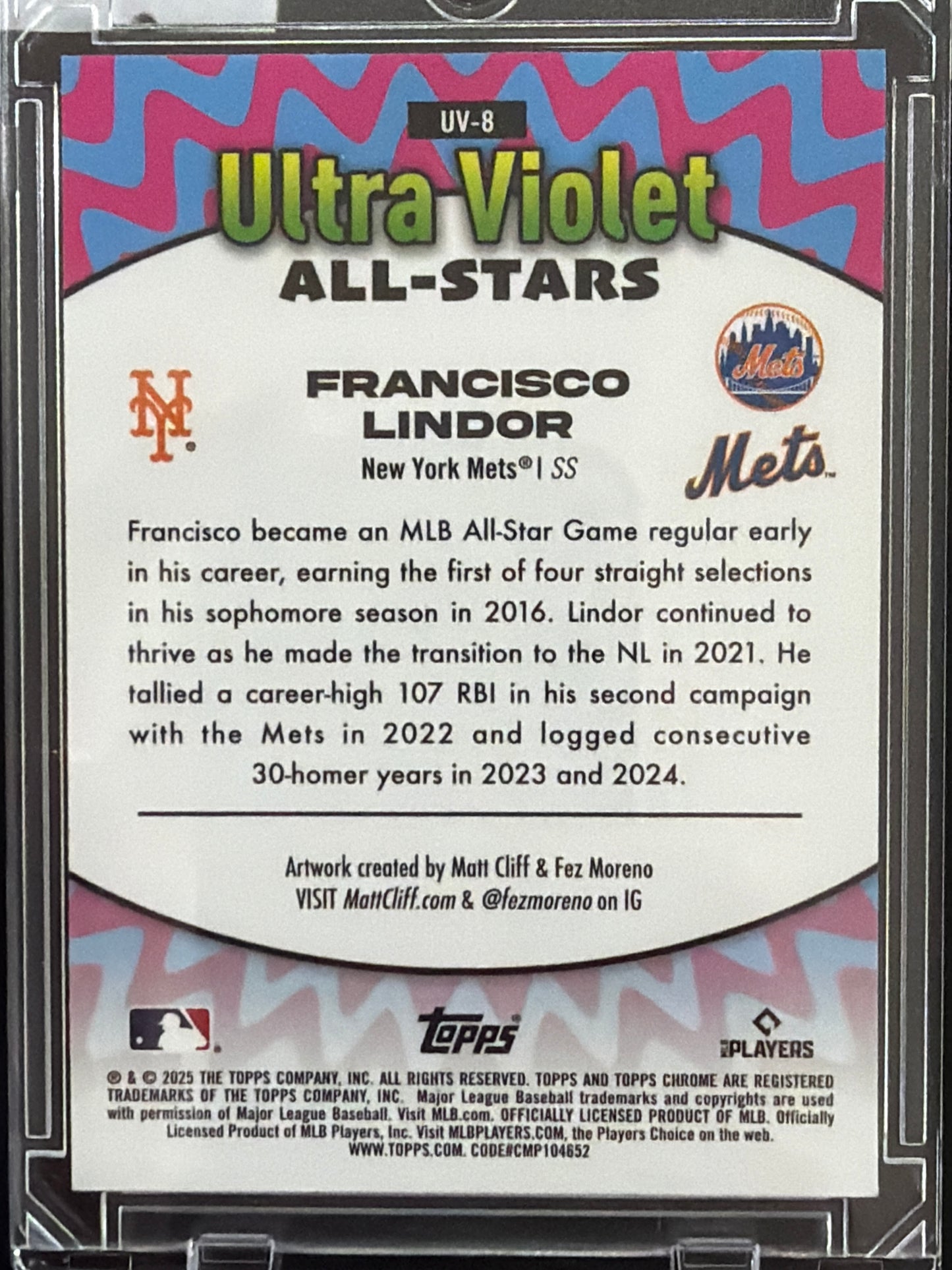 2025 Topps Chrome Ultra Violet All-Stars Francisco Lindor #UV-8