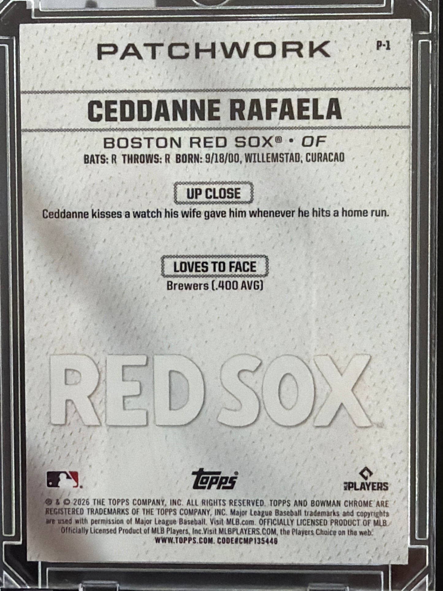 2026 Bowman Chrome Patchwork Ceddanne Rafaela #P-1 Refractor